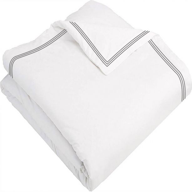 400TC Cotton Triple Edge Embroidery Sateen Solid Duvet Cover Set