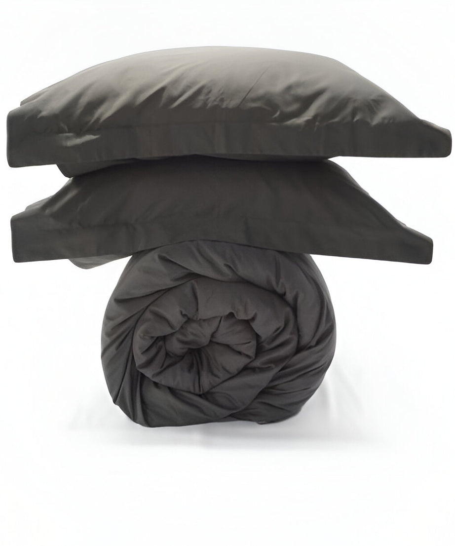 400TC Sateen Solid Cotton Round Duvet Cover Set