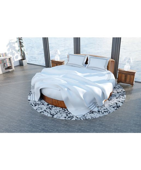 400TC Cotton Triple Embroidery Sateen Solid Round Duvet Cover Set