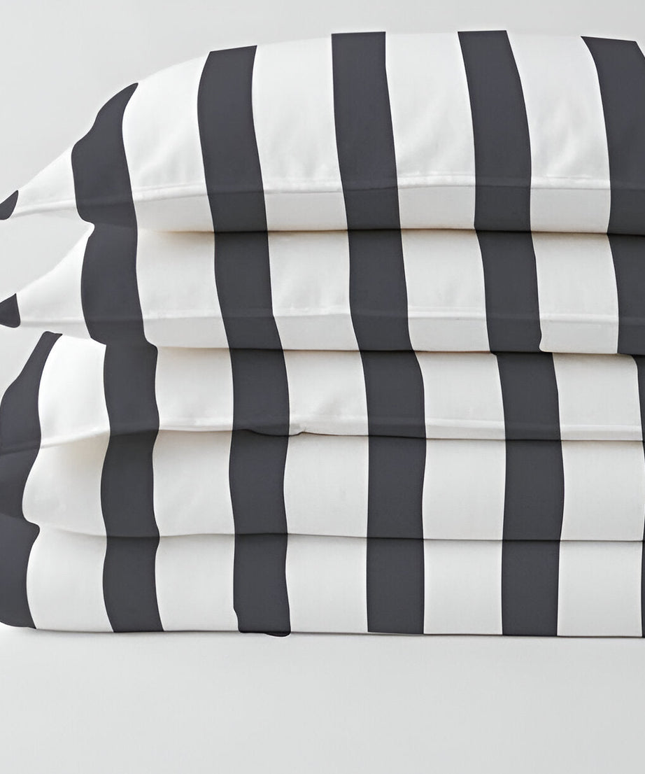 400TC Stripe Border Frame Cotton Sateen Duvet Cover Set