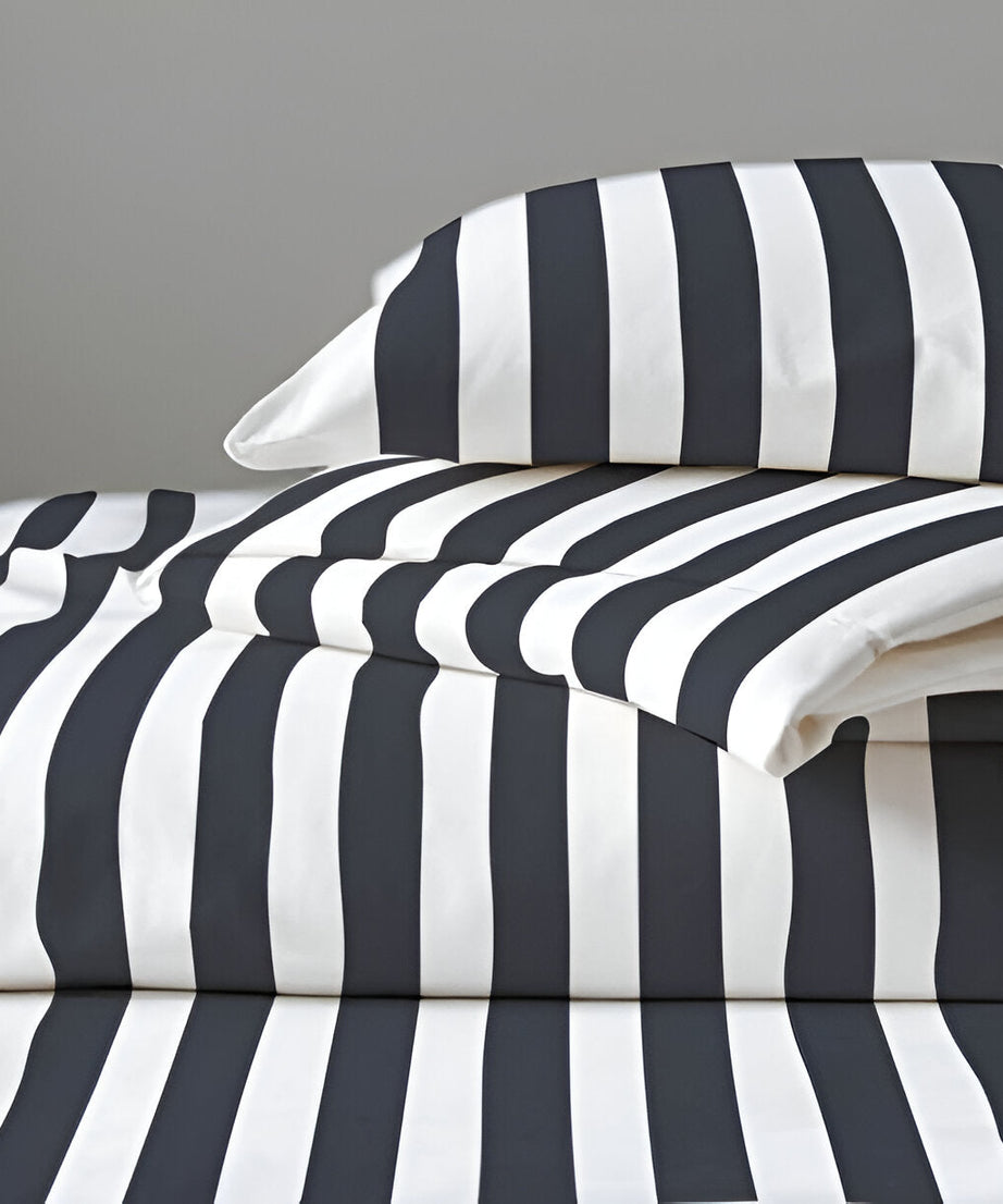 400TC Stripe Border Frame Cotton Sateen Duvet Cover Set