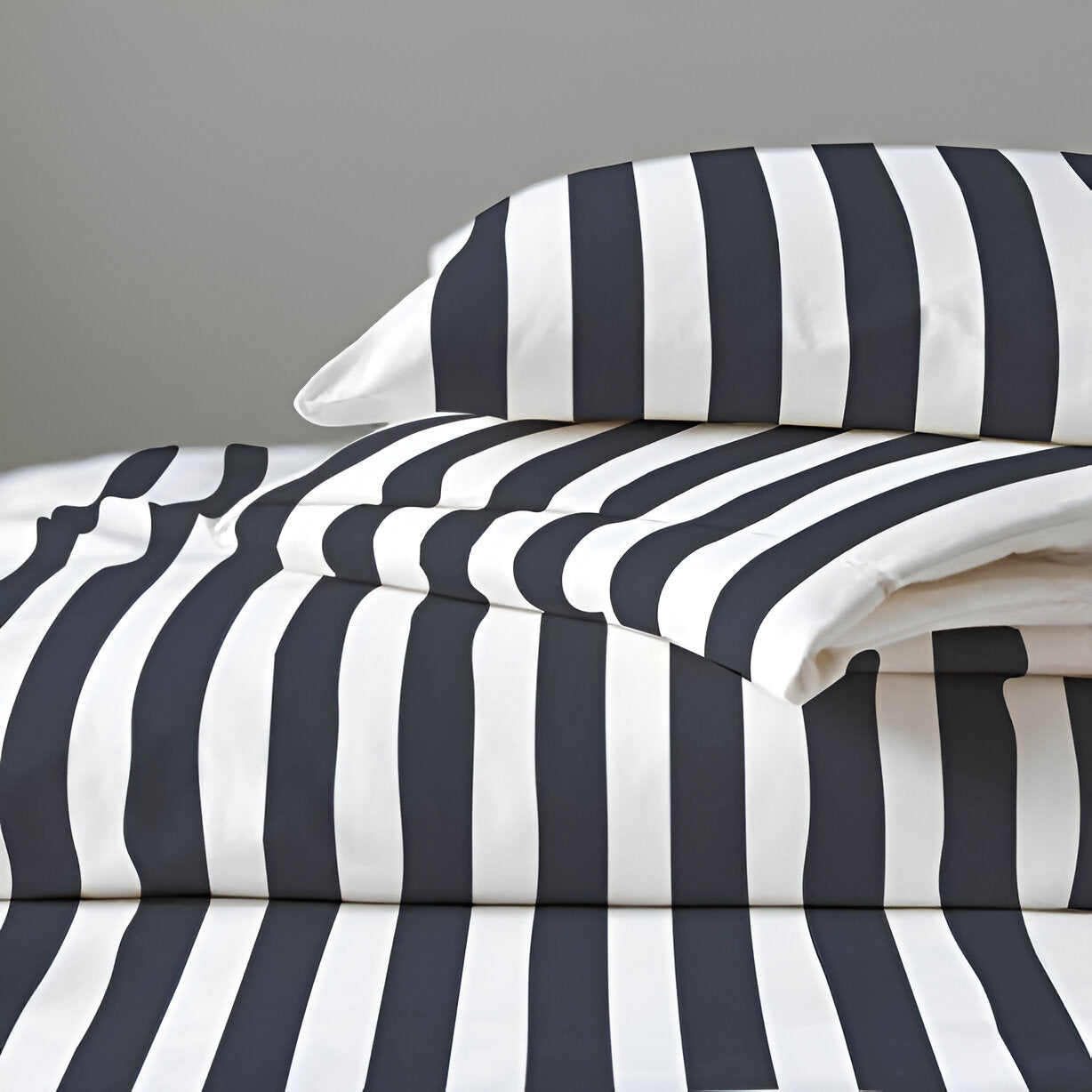 400TC Stripe Border Frame Cotton Sateen Duvet Cover Set