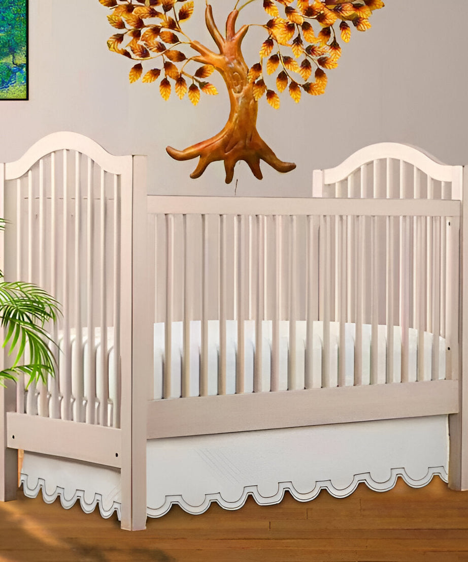 U Shape Scallop Embroidery Cotton Tailored Crib Skirt