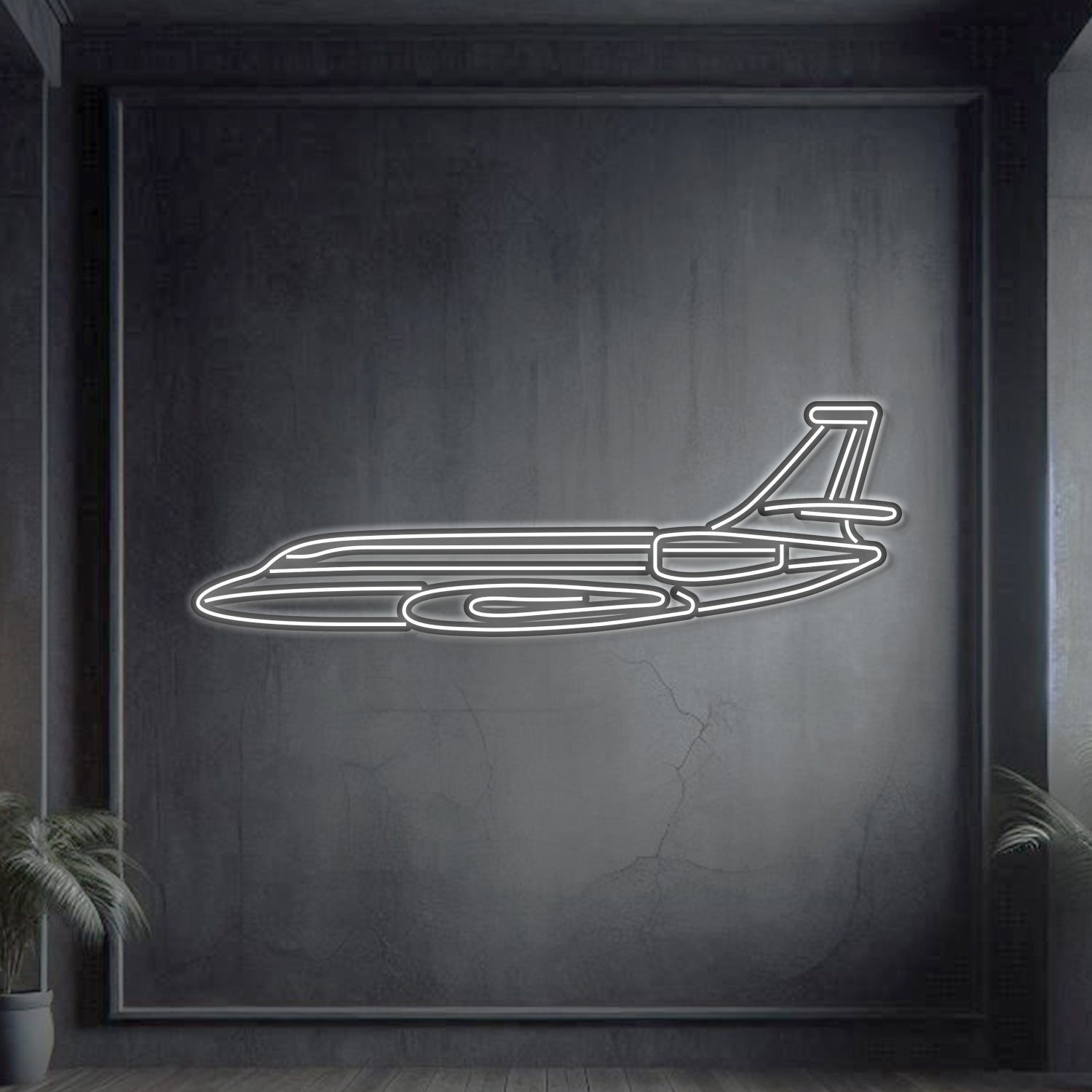 Falcon 2000 Metall Neon Flugzeug Wandkunst - NCN0046