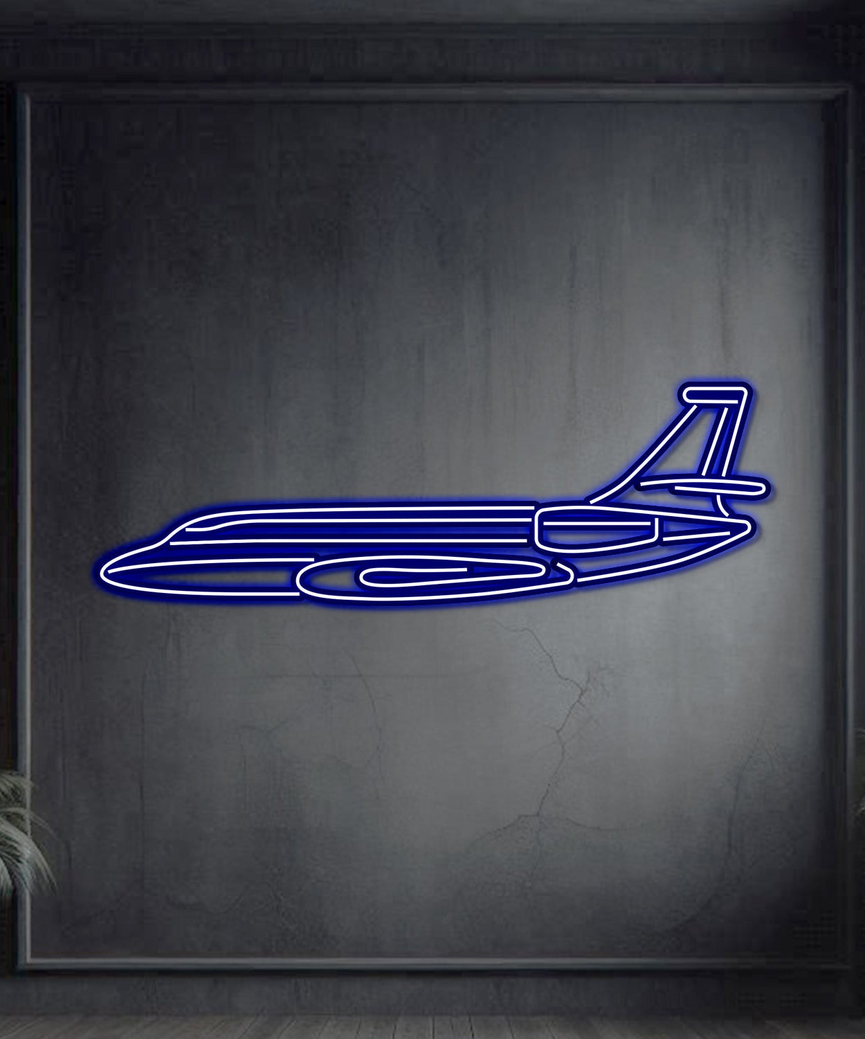 Falcon 2000 Metall Neon Flugzeug Wandkunst - NCN0046