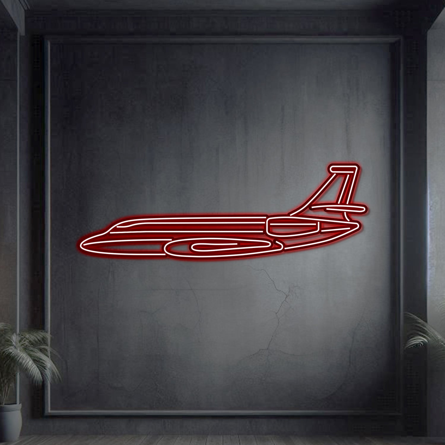 Falcon 2000 Metall Neon Flugzeug Wandkunst - NCN0046