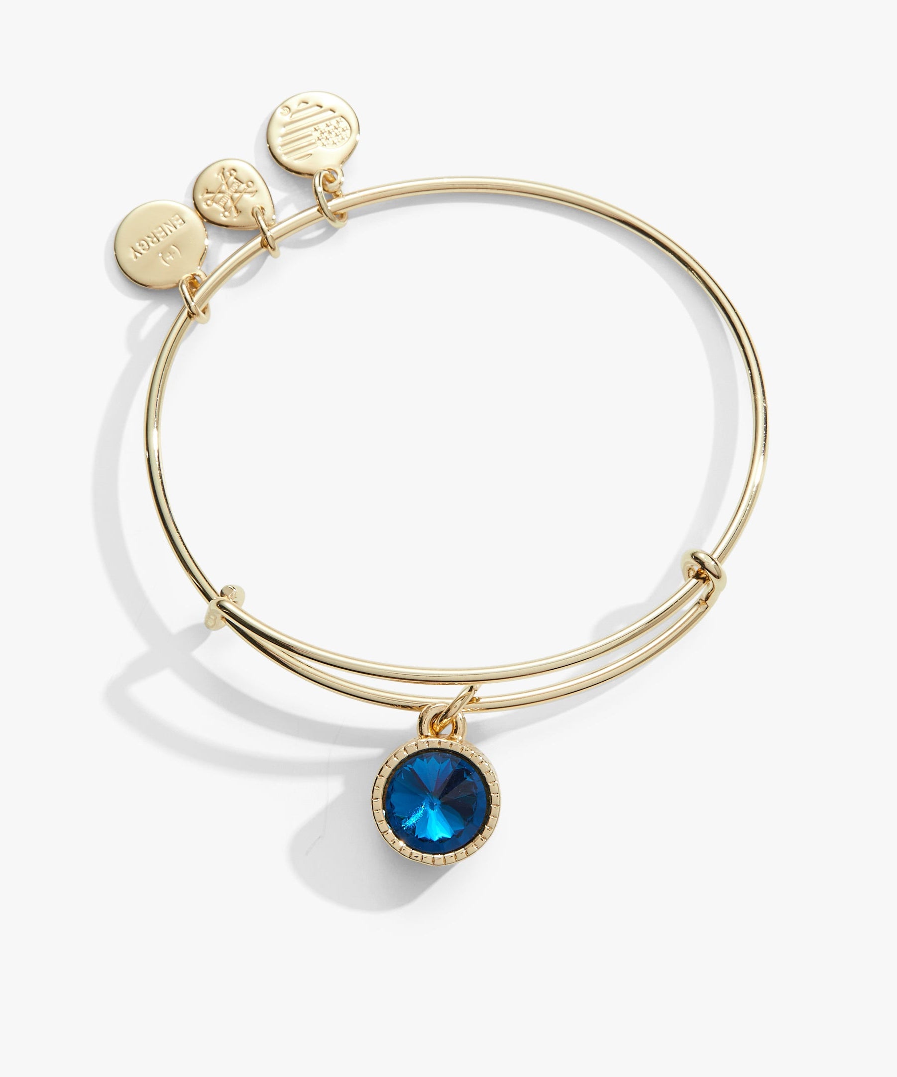 December Birthstone Charm Bangle, Blue Zircon