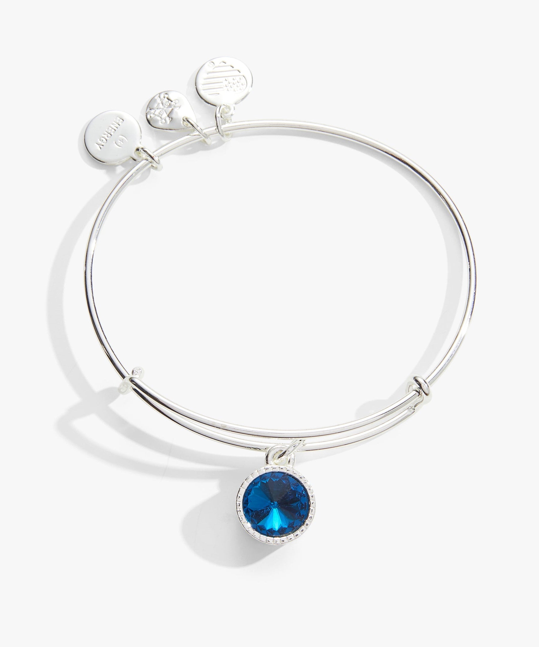 December Birthstone Charm Bangle, Blue Zircon