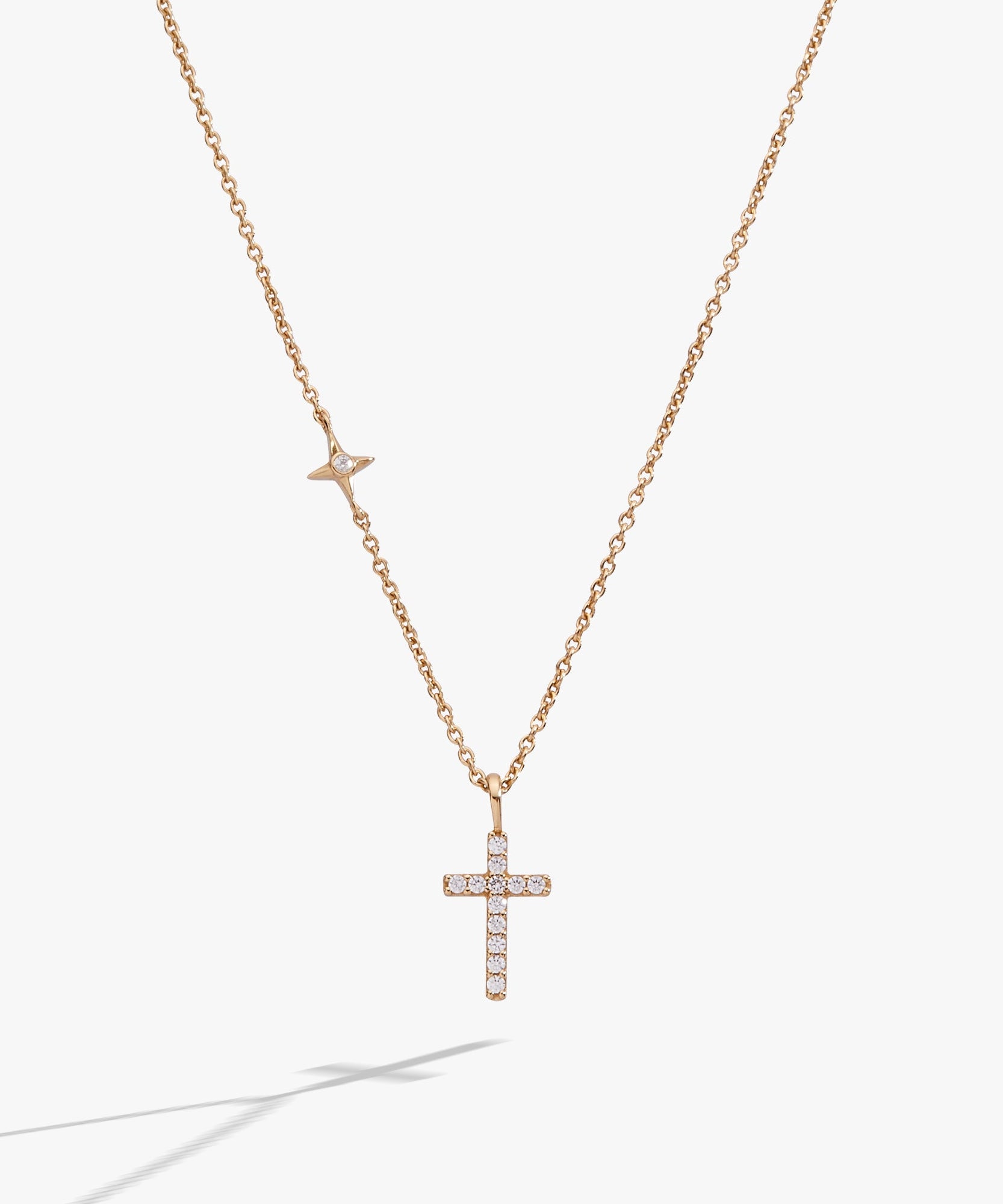 Cross Delicate Pave Crystal Pendant Necklace