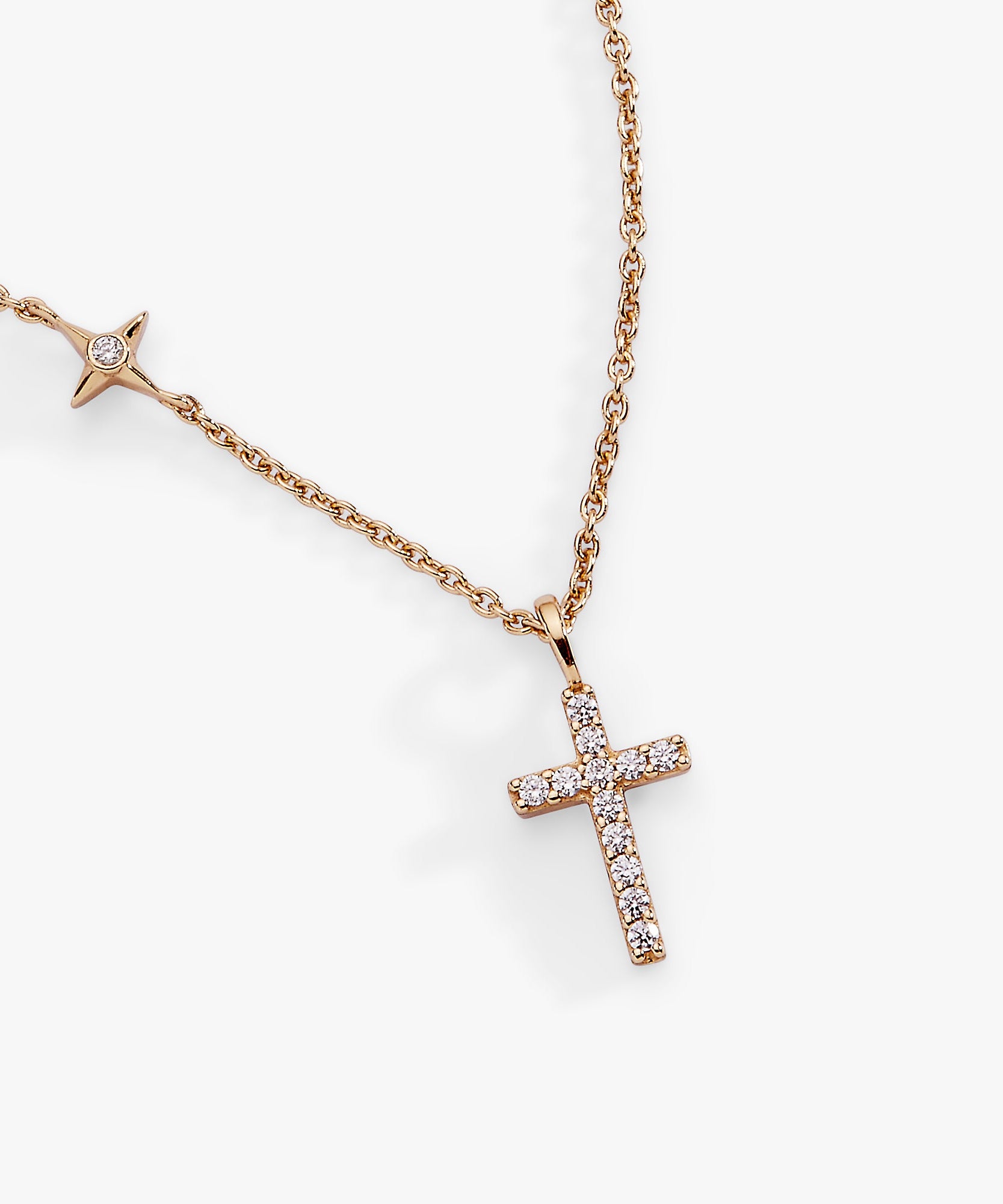 Cross Delicate Pave Crystal Pendant Necklace