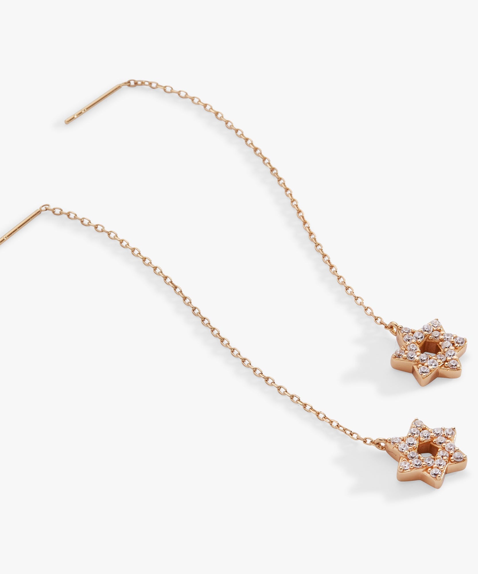 Star of David Delicate Pave Crystal Threader Earrings