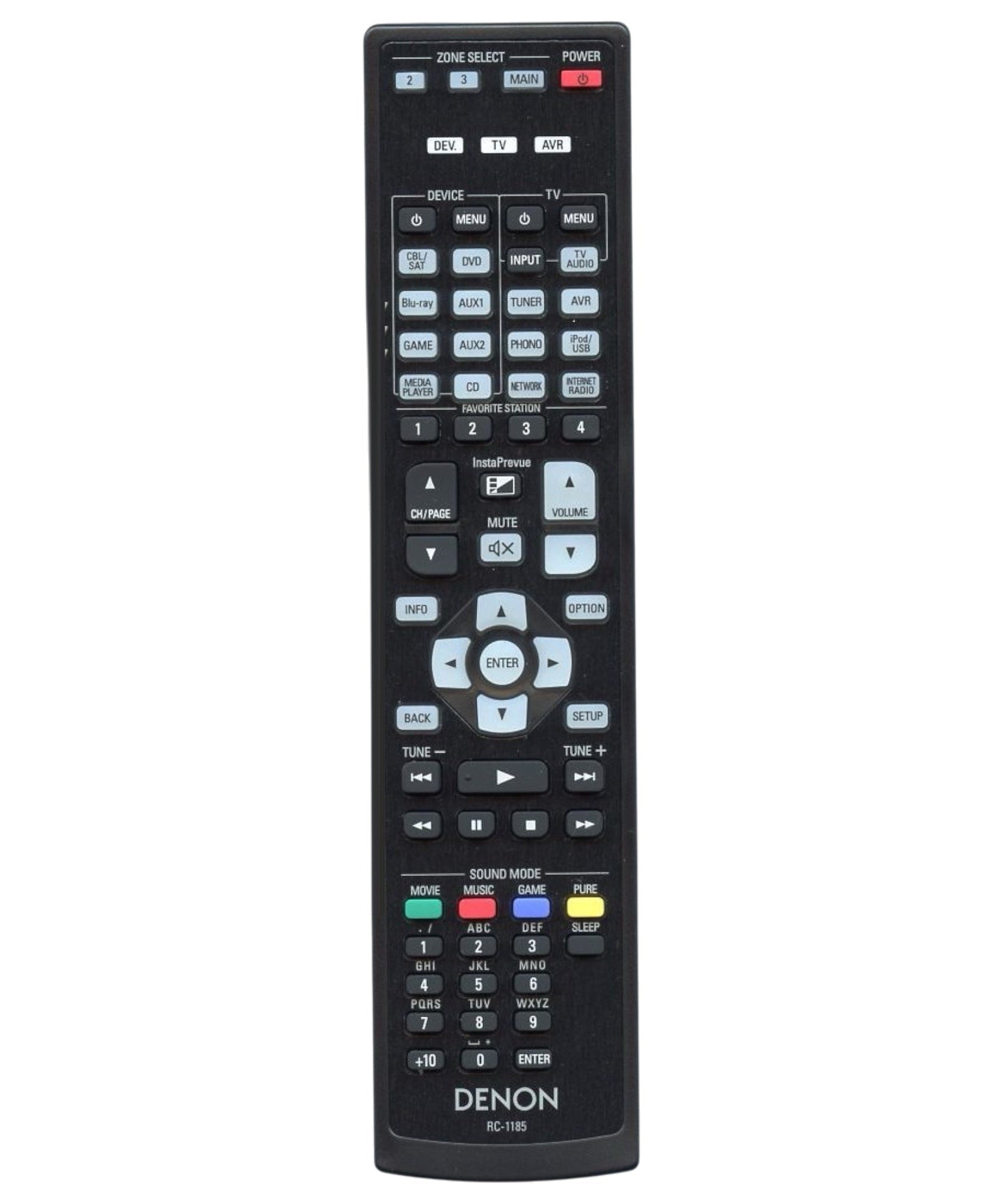Denon RC-1185 A/V Receiver Remote Control - 30701013600AD