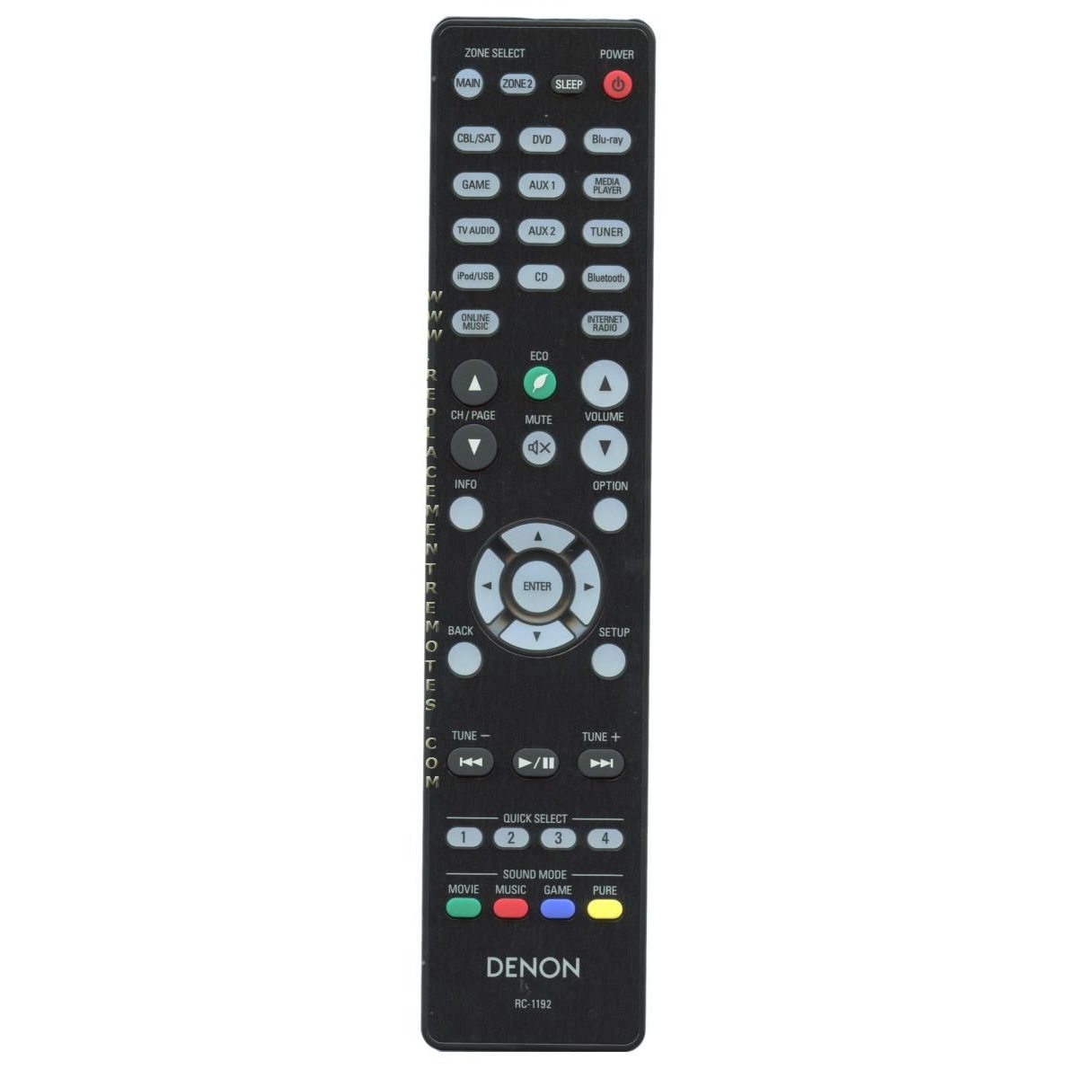Denon RC-1192 A/V Receiver Remote Control | 7.2 Channel Network AV with Bluetooth/WiFi | AVRS900W | AVRX2100W | AVRX3100W - 30701016900AD