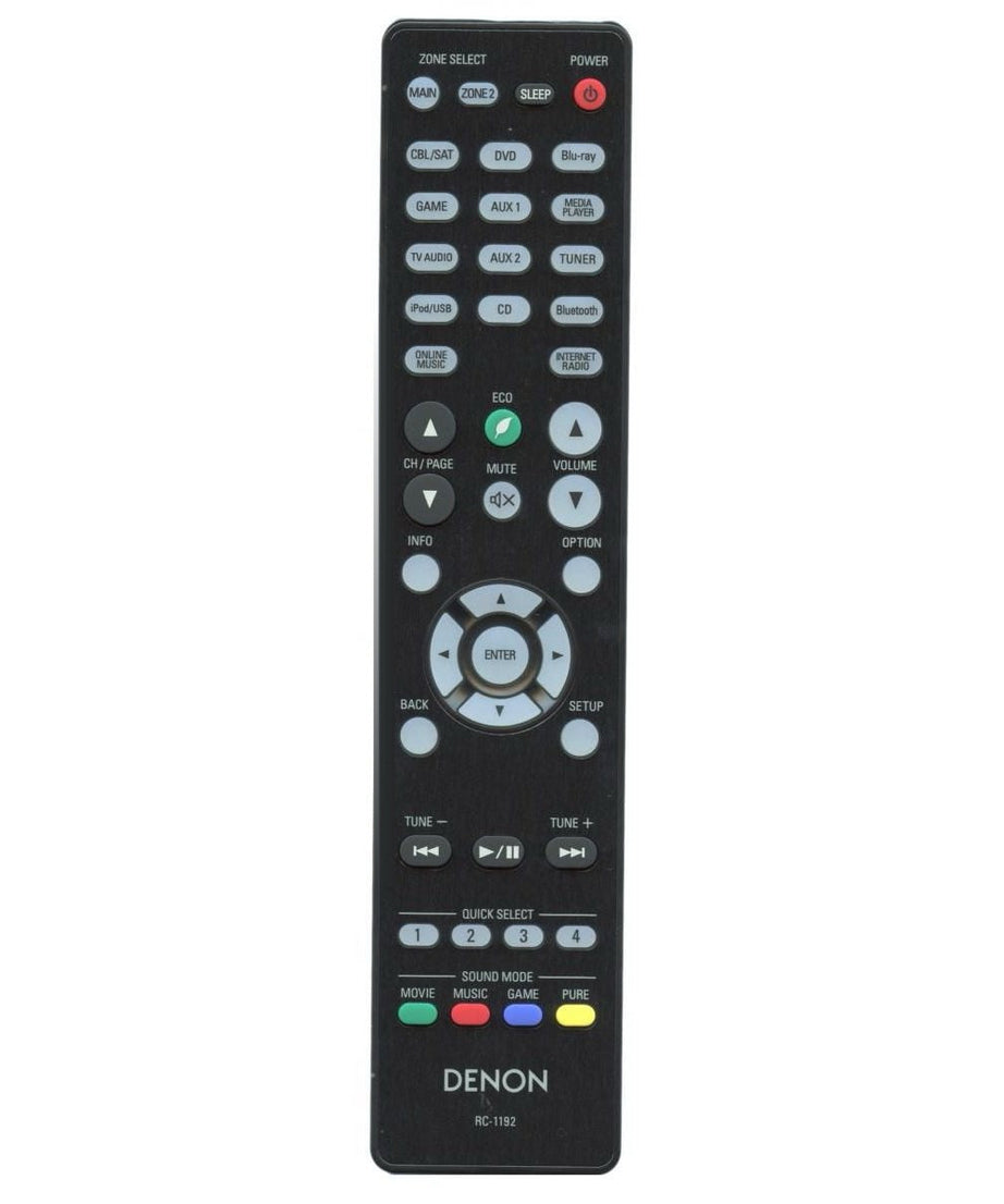 Denon RC-1192 A/V Receiver Remote Control | 7.2 Channel Network AV with Bluetooth/WiFi | AVRS900W | AVRX2100W | AVRX3100W - 30701016900AD