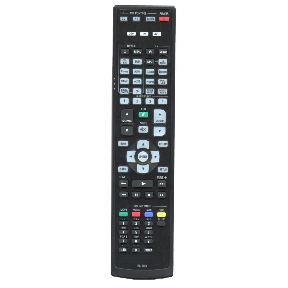 Denon RC-1193 A/V Receiver Remote Control | AVRX4100 | AVRX4200 | AVRX6200 - 30701016200AD