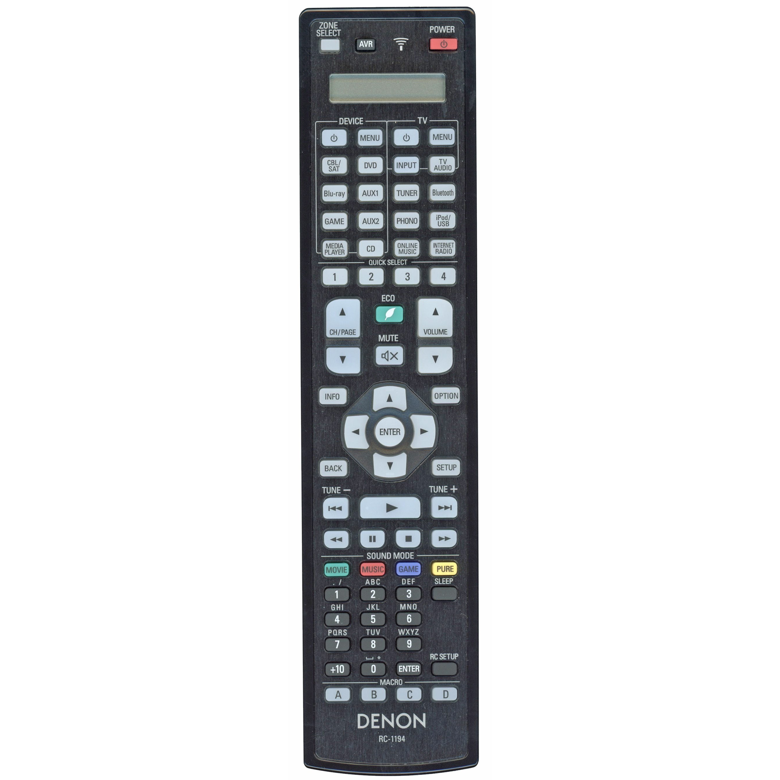 Denon RC-1194 A/V Receiver Remote Control | LCD Screen | Backlight | AVRX7200W | AVRX7200WA - 30701016300AD
