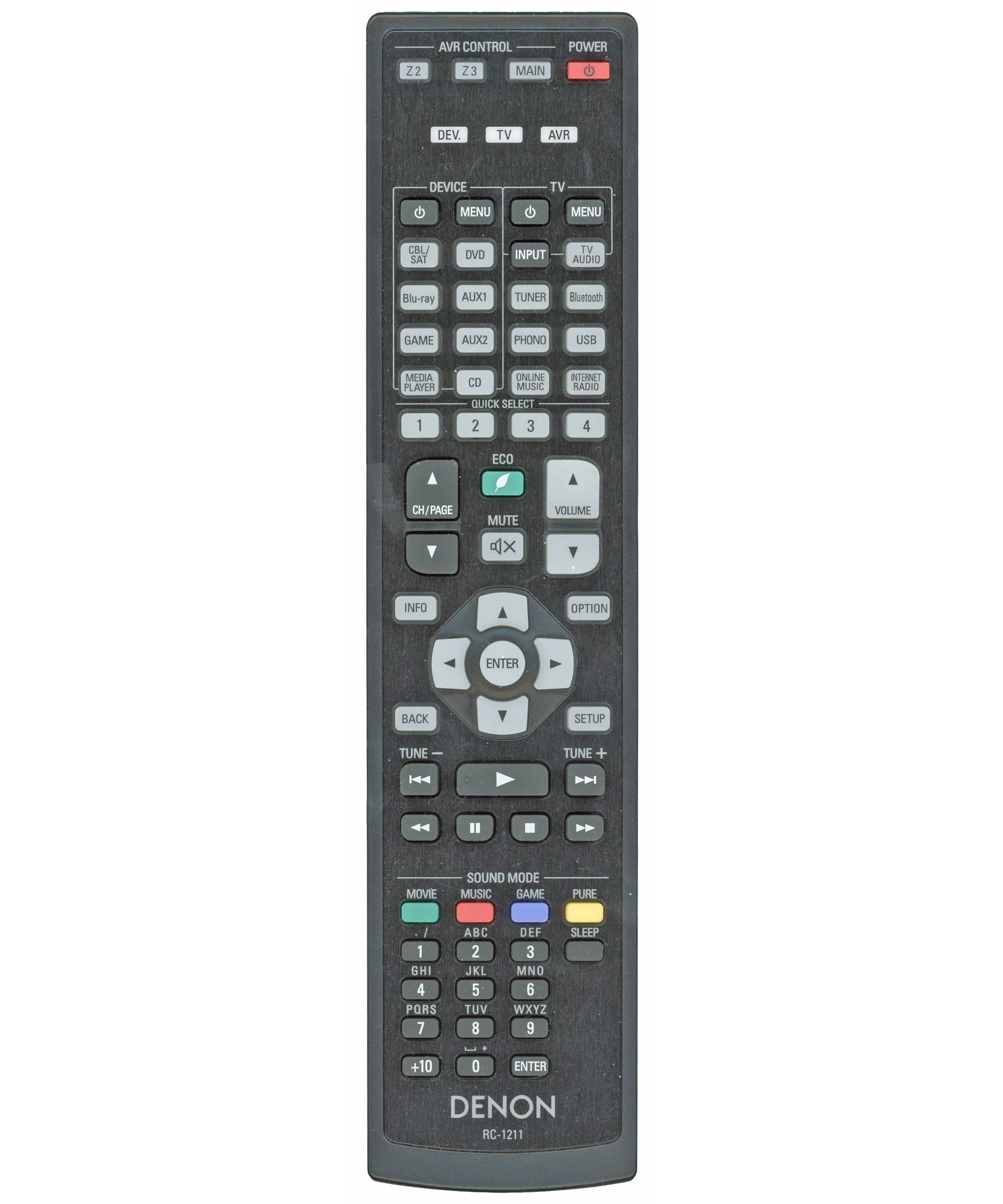 Denon RC-1211 A/V Receiver Remote Control | For AVRX6300, AVRX4300H, AVRX6300H - 30701022600AS