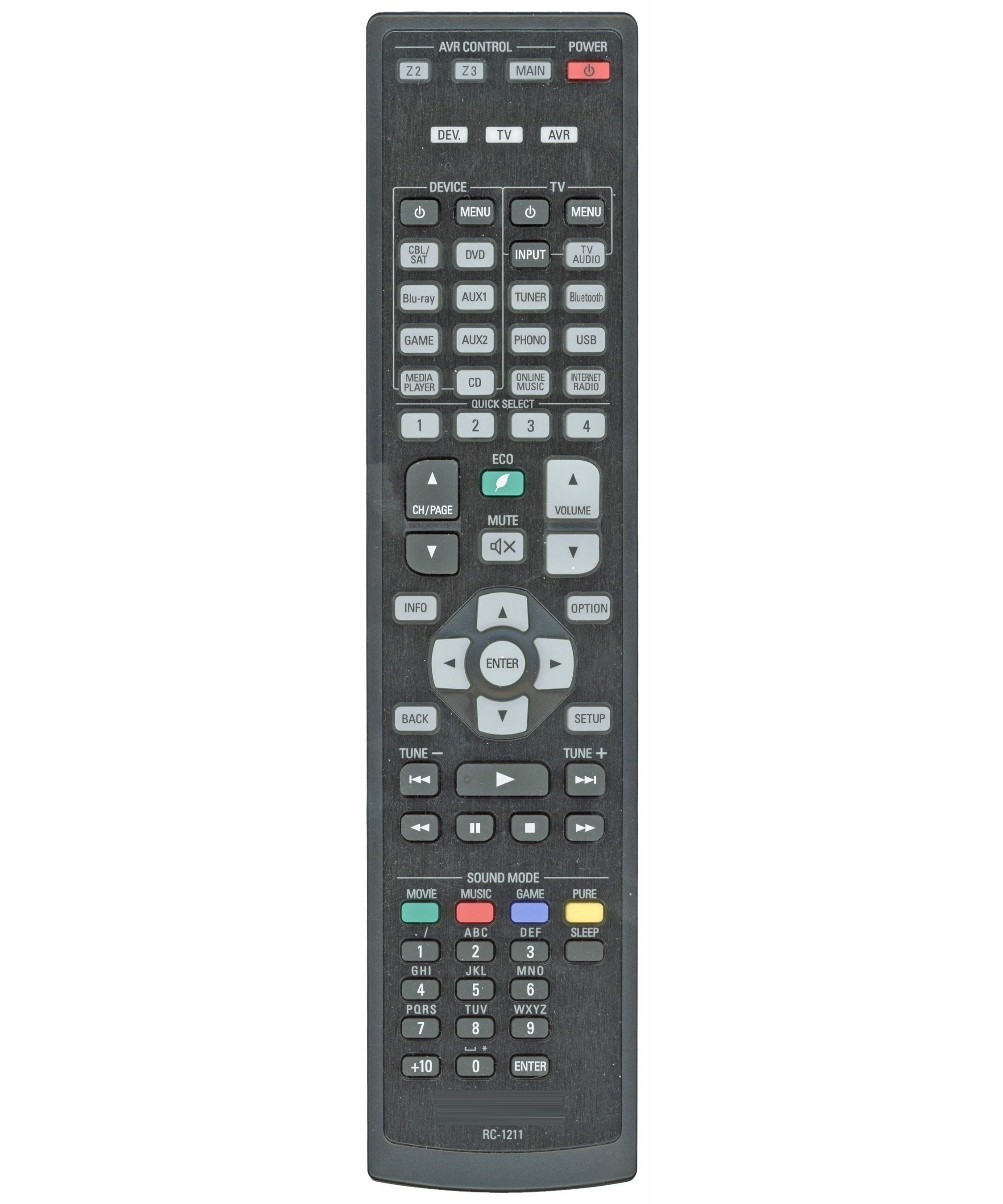 Denon RC-1211 A/V Receiver Remote Control | For AVRX6300, AVRX4300H, AVRX6300H - 30701022600AS