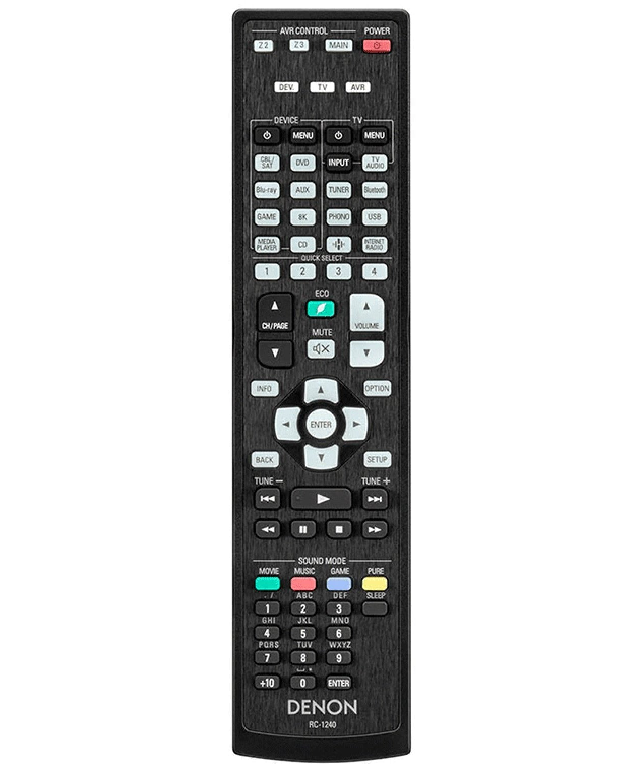 Denon RC-1240 A/V Receiver Remote Control | AVRX4700H | AVRX6700H - 30701027700AS