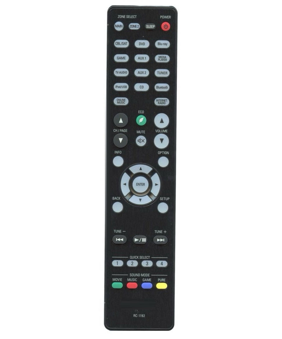 Denon RC-1192 A/V Receiver Remote Control | 7.2 Channel Network AV with Bluetooth/WiFi | AVRS900W | AVRX2100W | AVRX3100W - 30701016900AD
