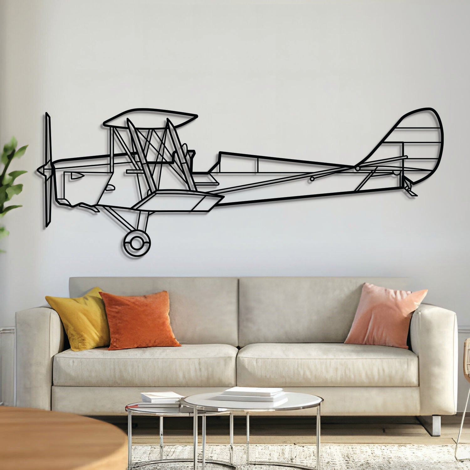 DH.82 Tiger Moth Metallflugzeug Wandkunst - NCP0473