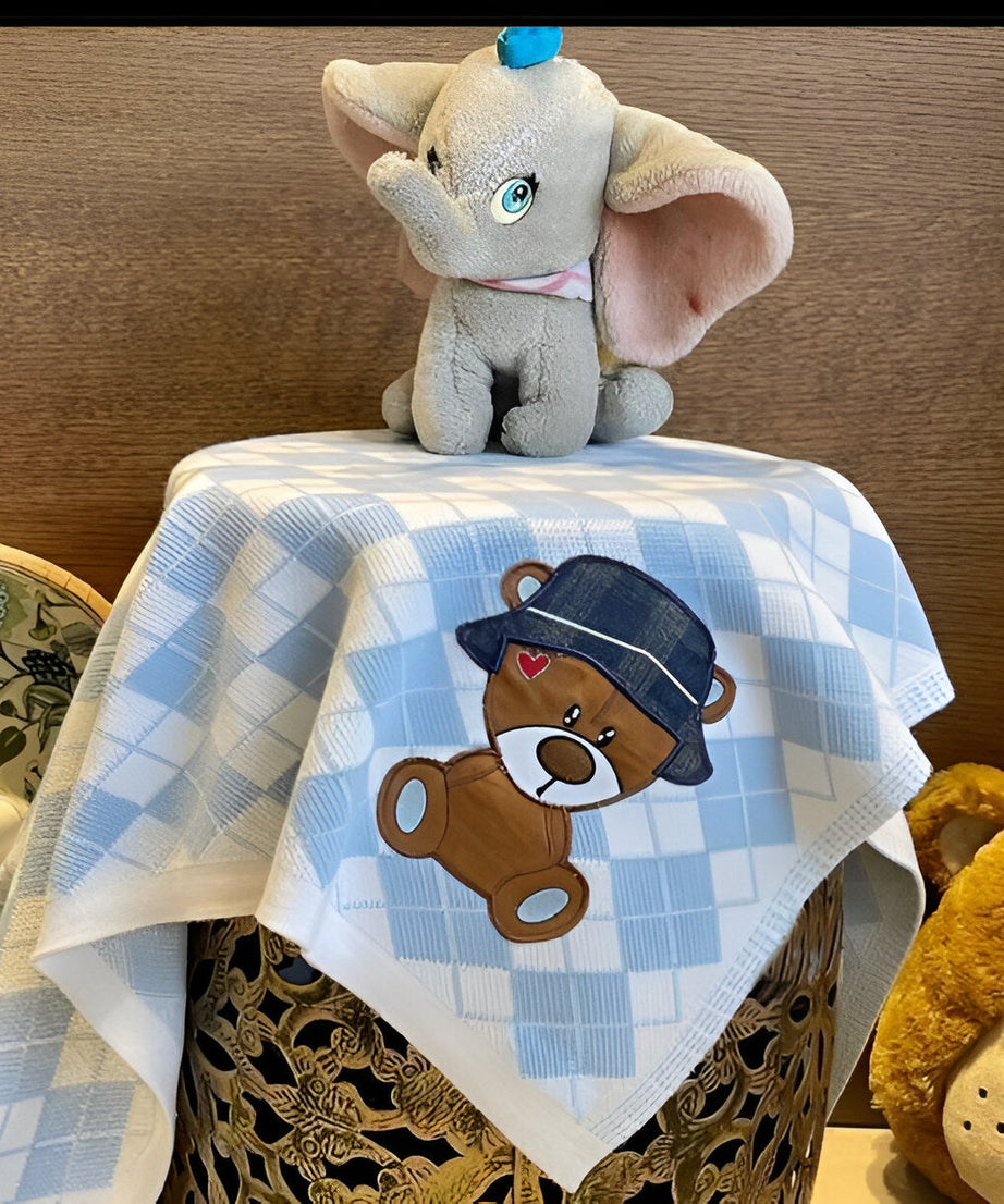 Diamond Sky Cap Patch Knitted Cotton Baby Blanket
