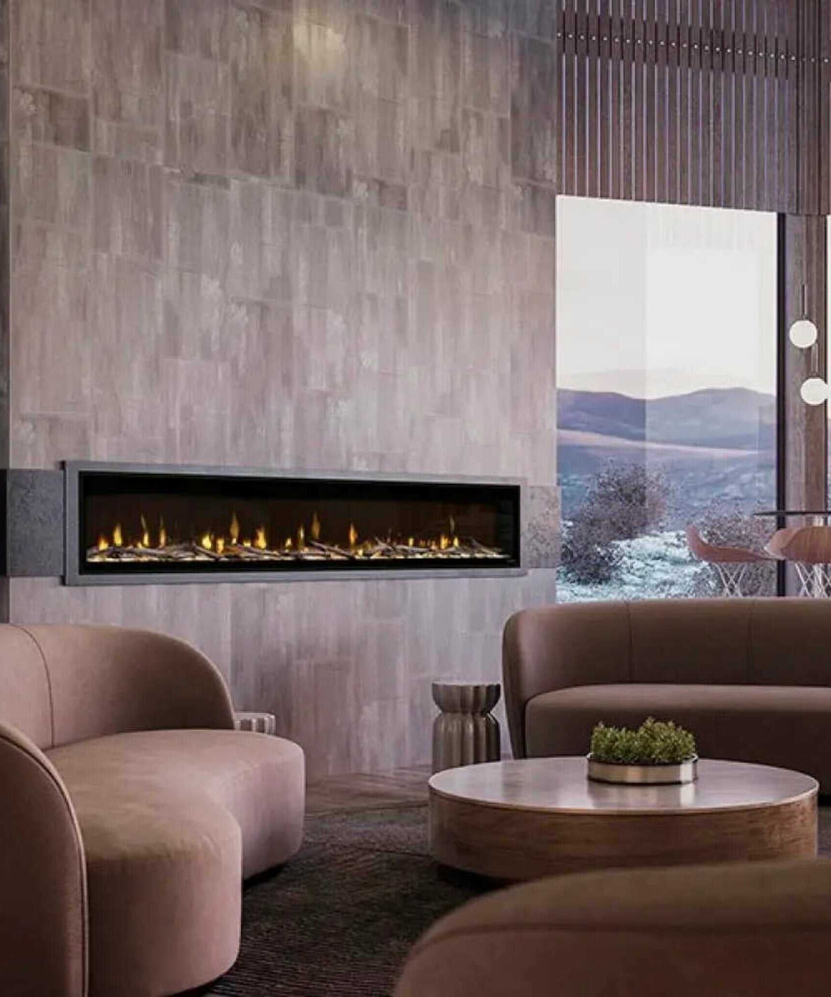 Dimplex Ignite Evolve Built-In Frosted Tumbled Glass Linear Electric Fireplace With Heat Boost System & Trim Kit (SAK59214)