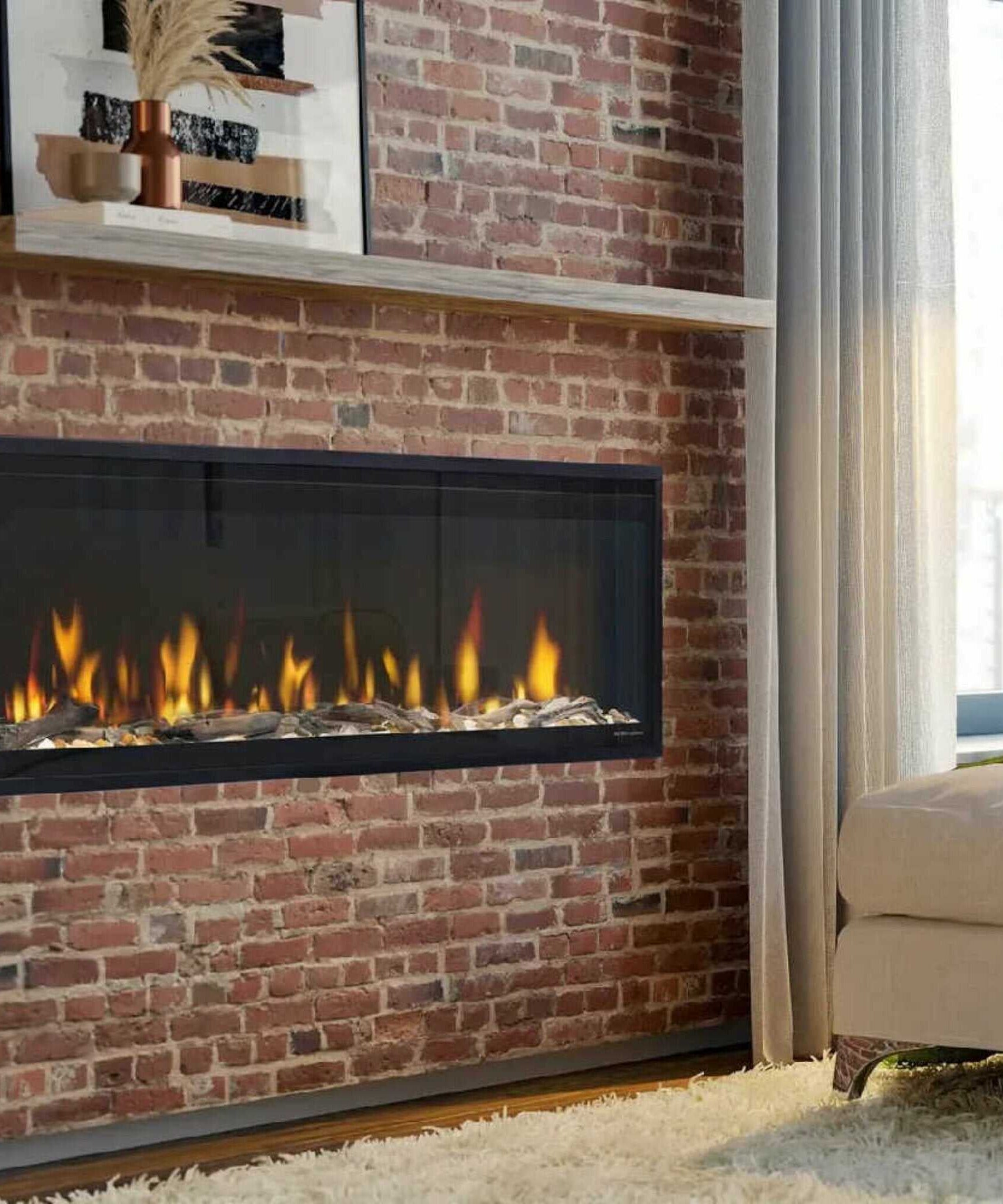 Dimplex Ignite Evolve Built-In Frosted Tumbled Glass Linear Electric Fireplace With Heat Boost System & Trim Kit (SAK59214)