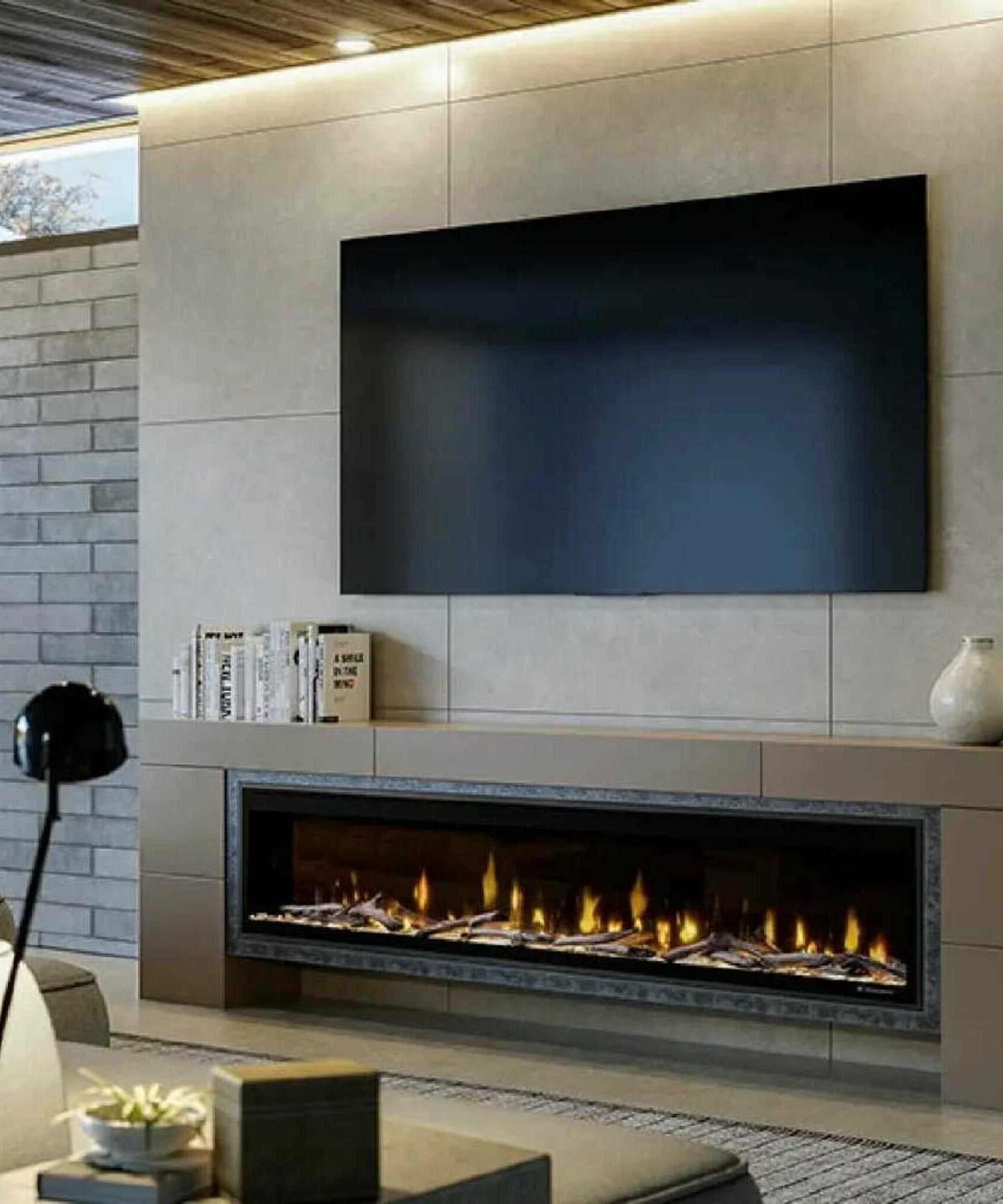 Dimplex Ignite Evolve Built-In Frosted Tumbled Glass Linear Electric Fireplace With Heat Boost System & Trim Kit (SAK59214)
