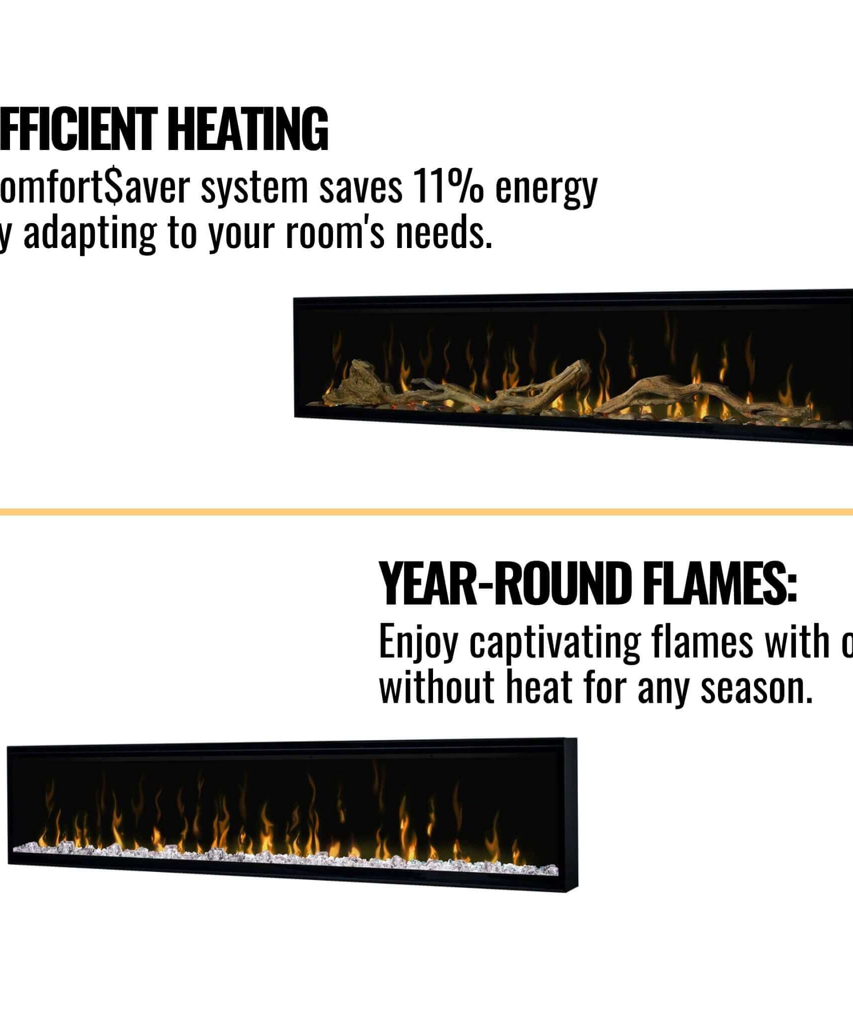 Dimplex IgniteXL 74-Inch Premium Built-In Linear Electric Fireplace With Integrated Heater Fan [XLF74] (SAK14736)