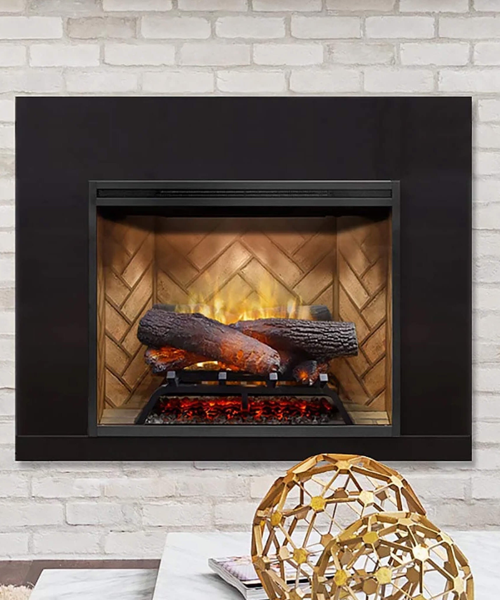 Dimplex Revillusion Herringbone Brick Built-In Electric Firebox With Front Glass [RBF30/36/42] (SAK12893)