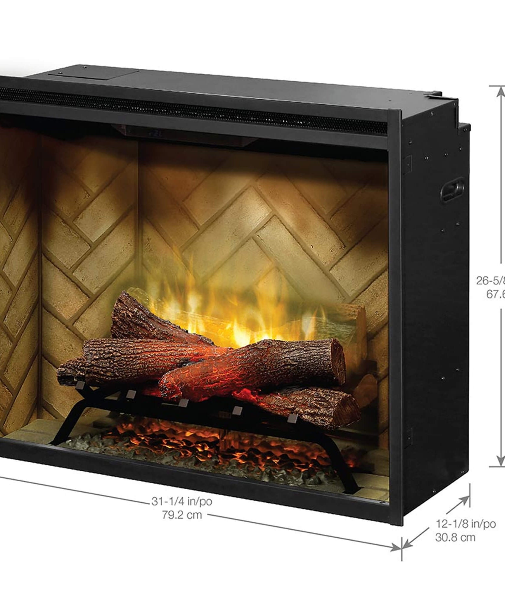 Dimplex Revillusion Herringbone Brick Built-In Electric Firebox With Front Glass [RBF30/36/42] (SAK12893)