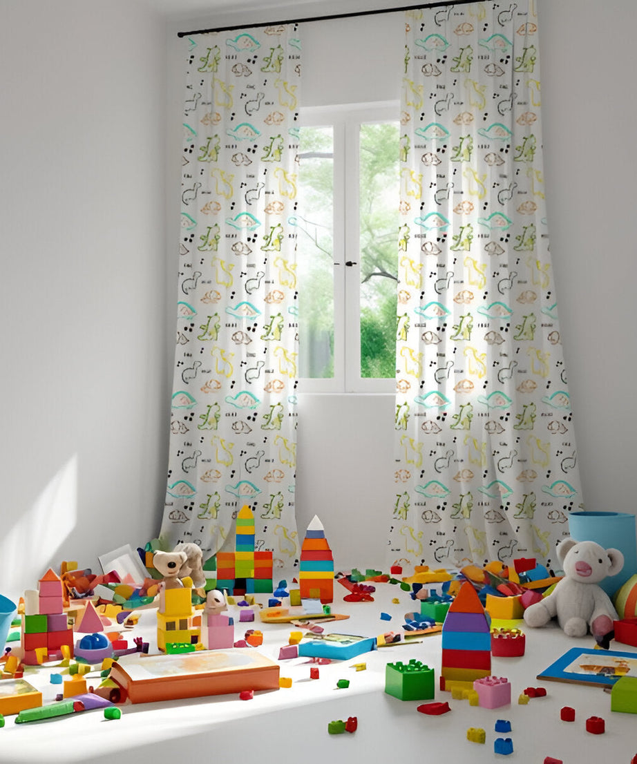 Dinos Themed Baby Room Curtain