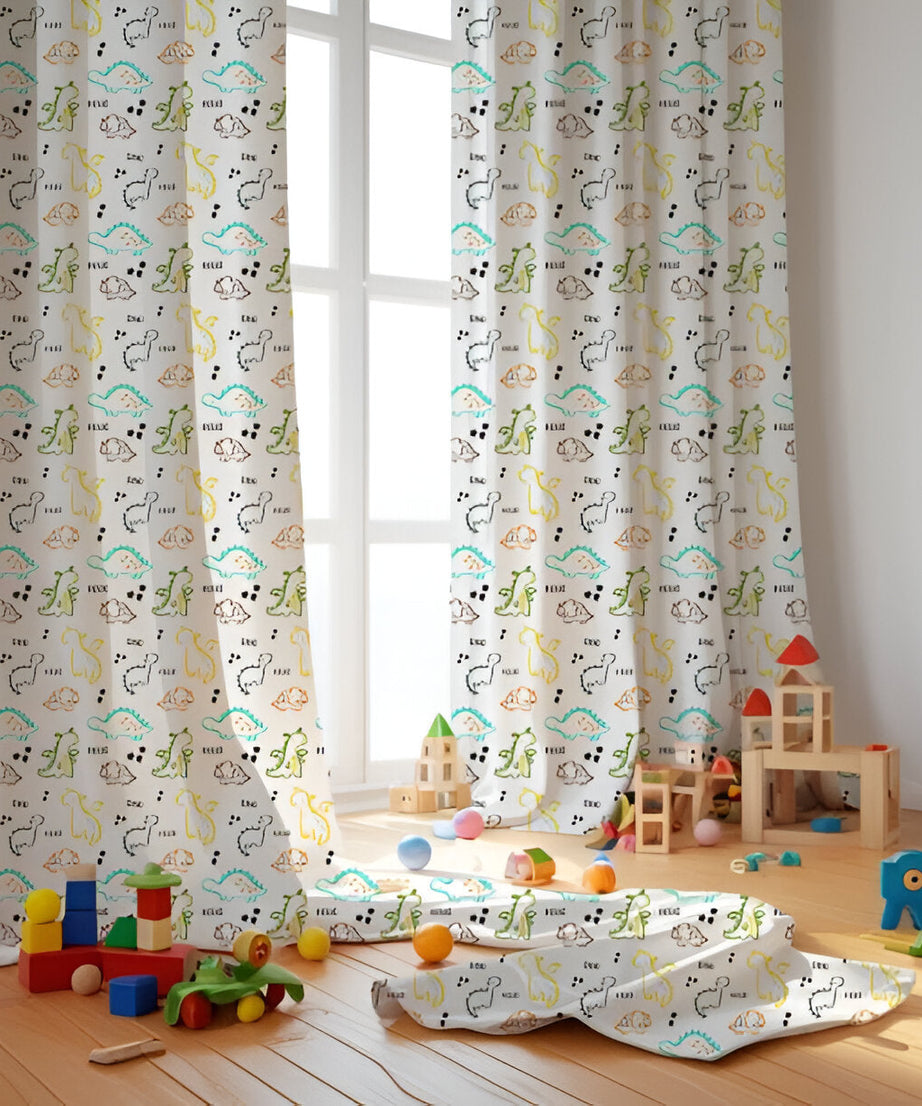 Dinos Themed Baby Room Curtain