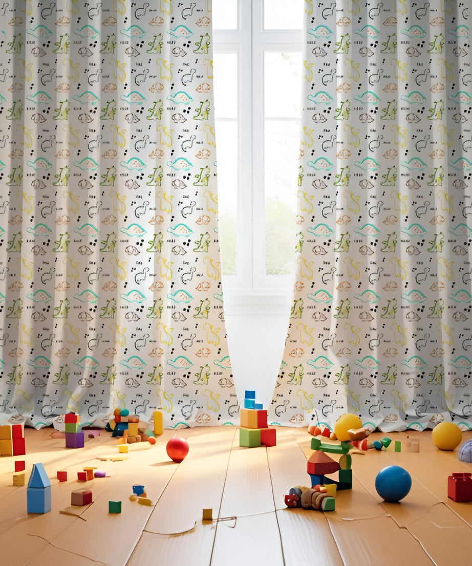 Dinos Themed Baby Room Curtain