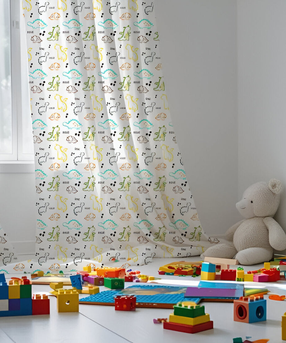Dinos Themed Baby Room Curtain