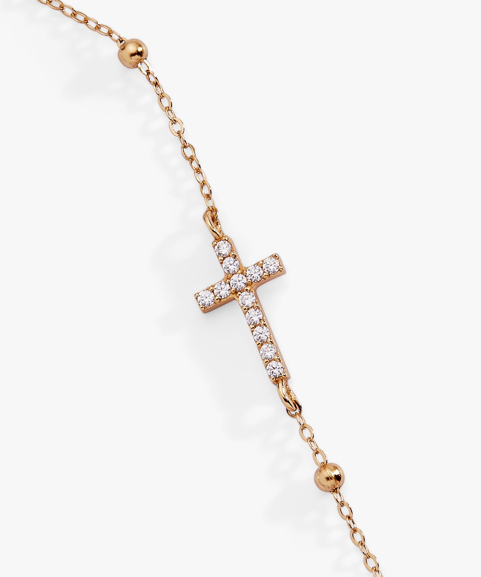 Cross Delicate Pave Crystal Beaded Strand Bracelet