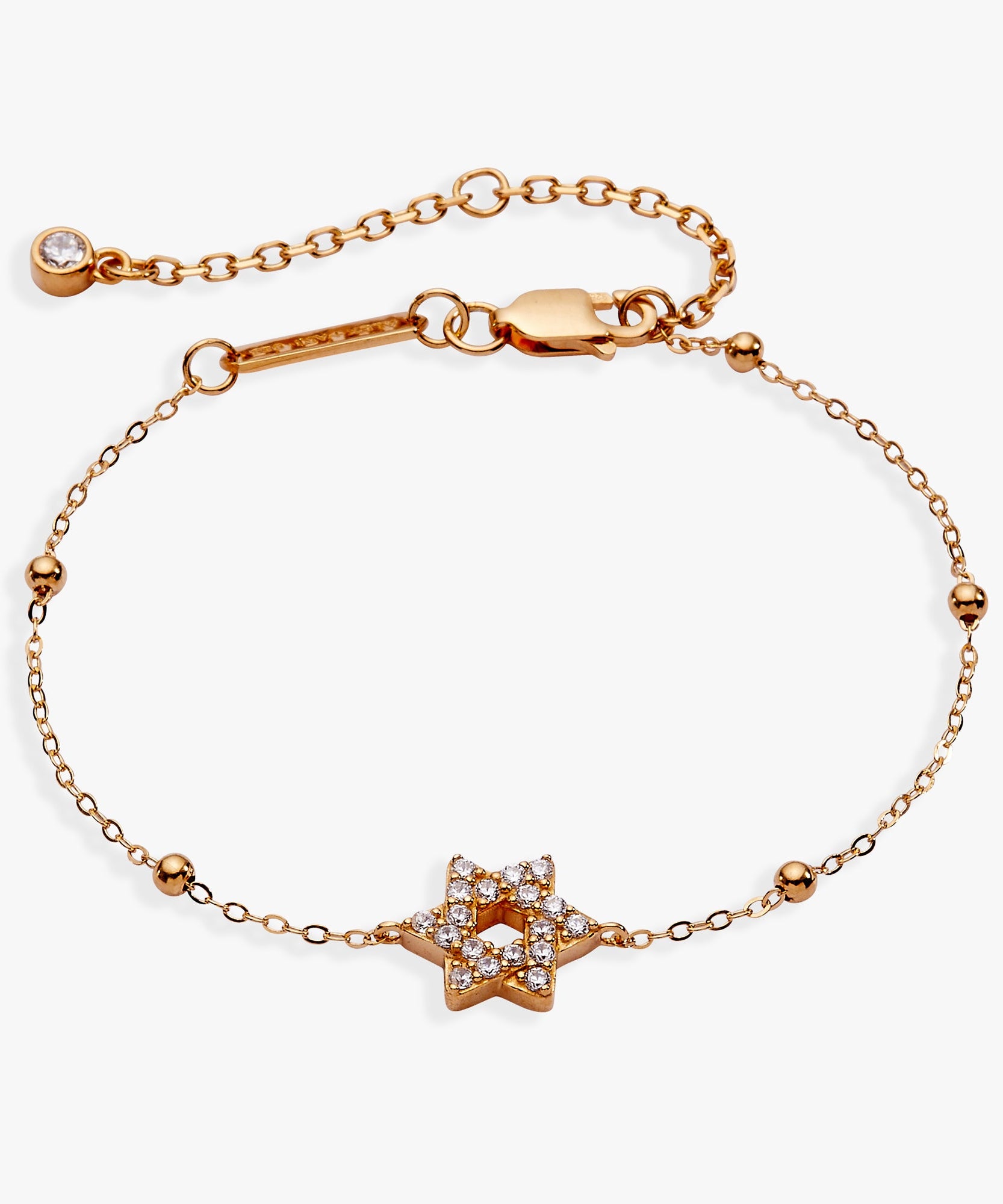Star of David Delicate Pave Beaded Chain Bracelet