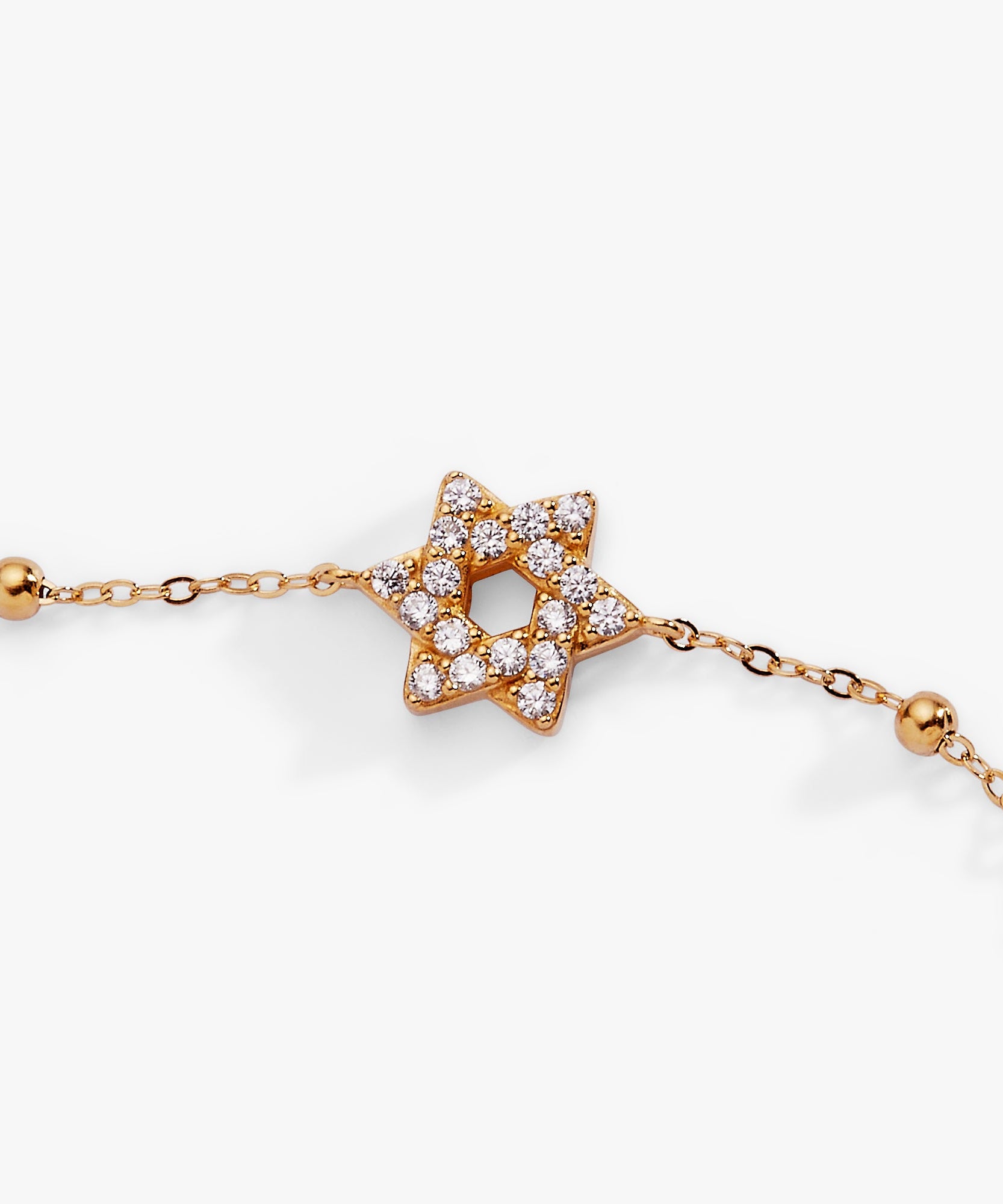 Star of David Delicate Pave Beaded Chain Bracelet