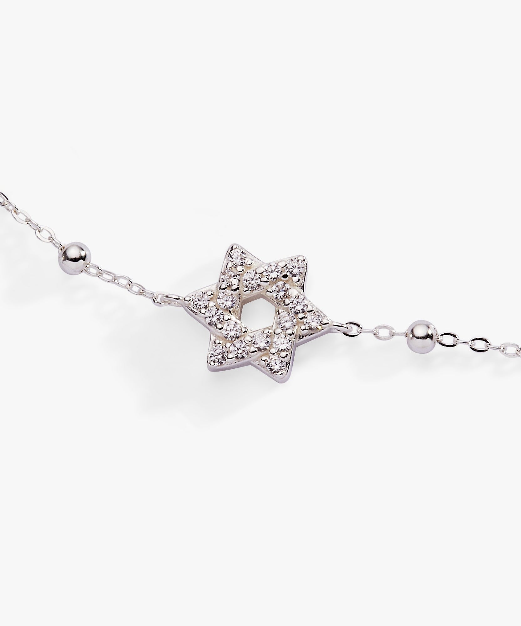 Star of David Delicate Pave Beaded Chain Bracelet