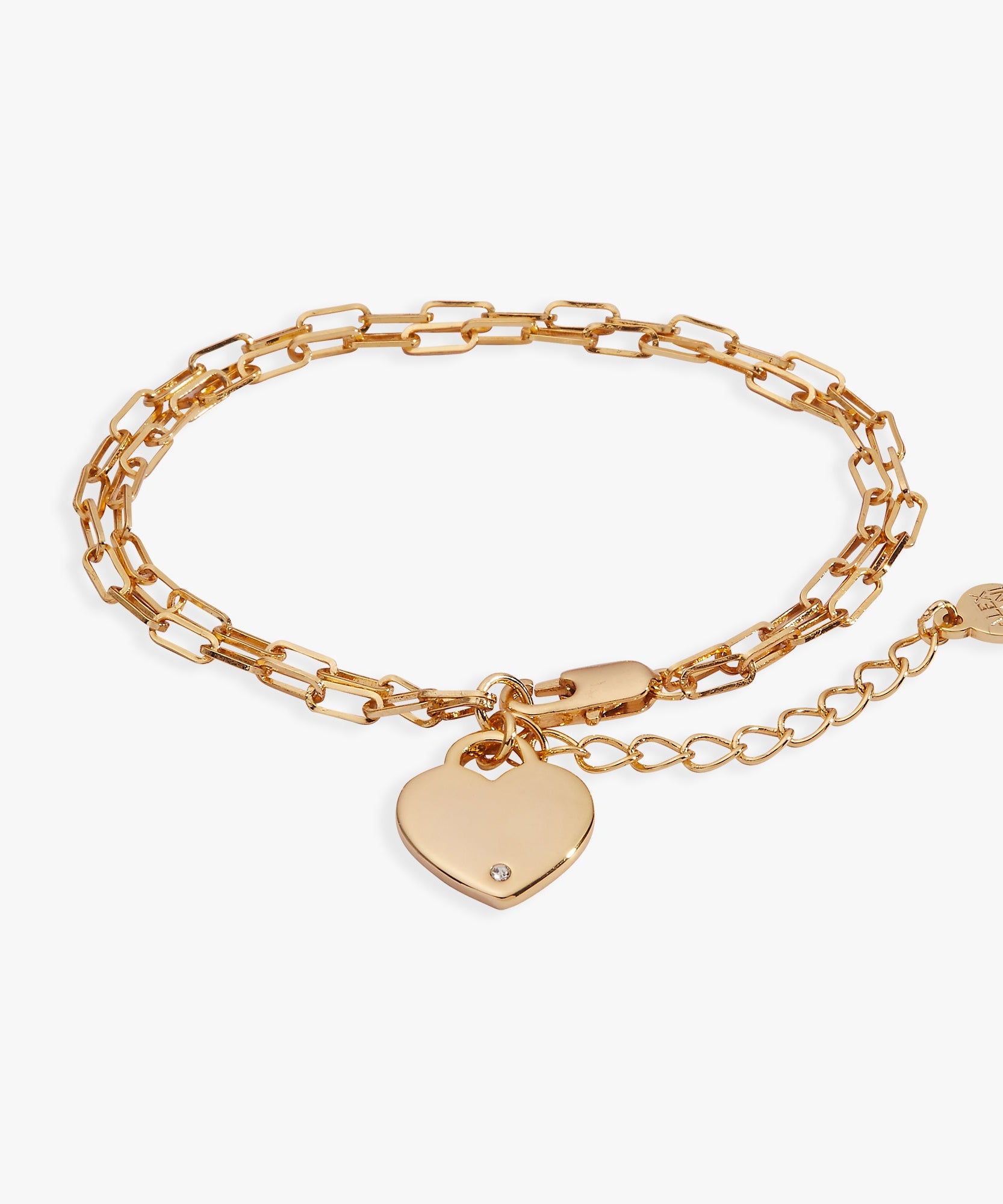 Heart Charm Double Paperclip Chain Bracelet