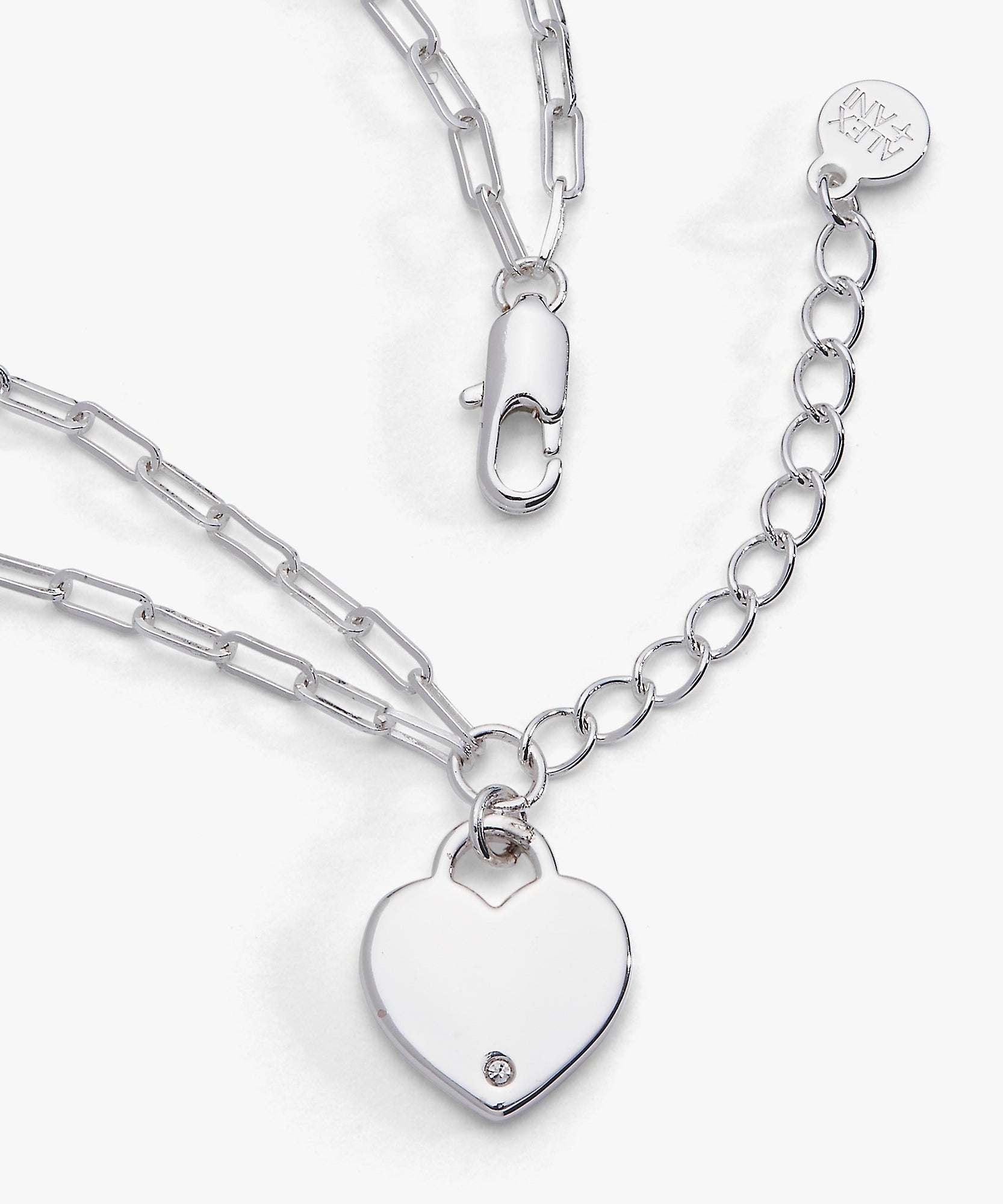Heart Charm Double Paperclip Chain Bracelet