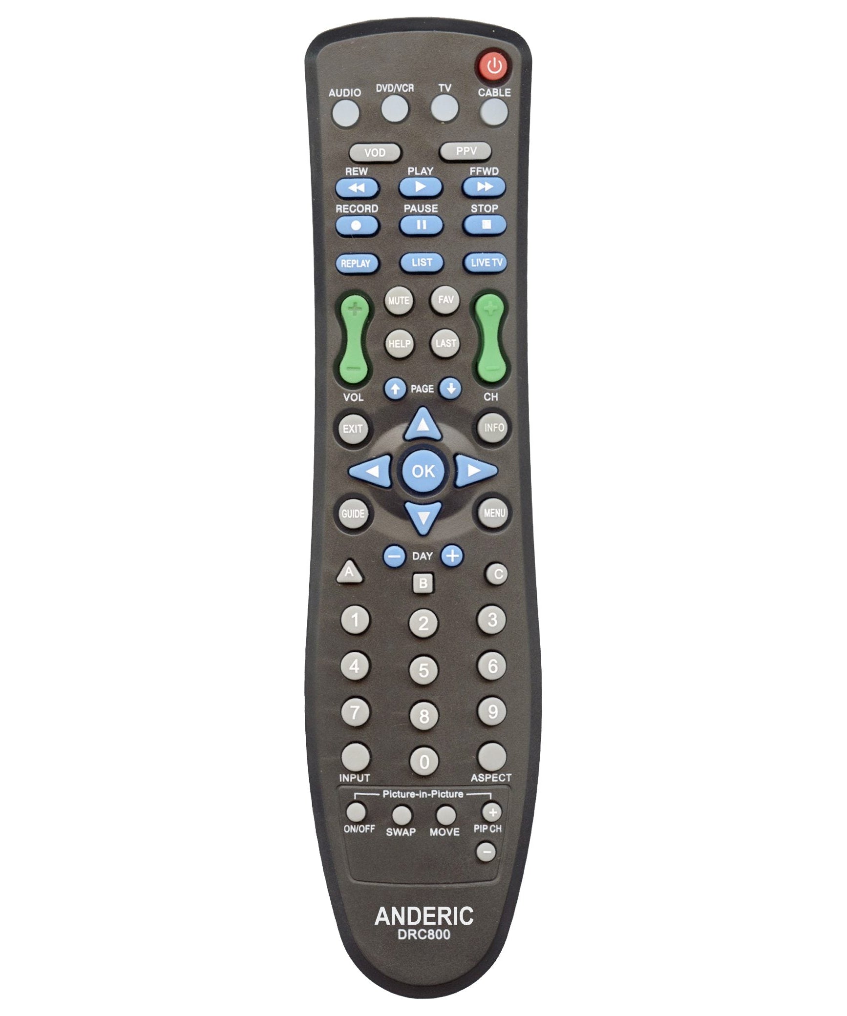 Anderic DRC800 DVR and Cable Box Remote Control for Motorola, Scientific Atlanta, and others