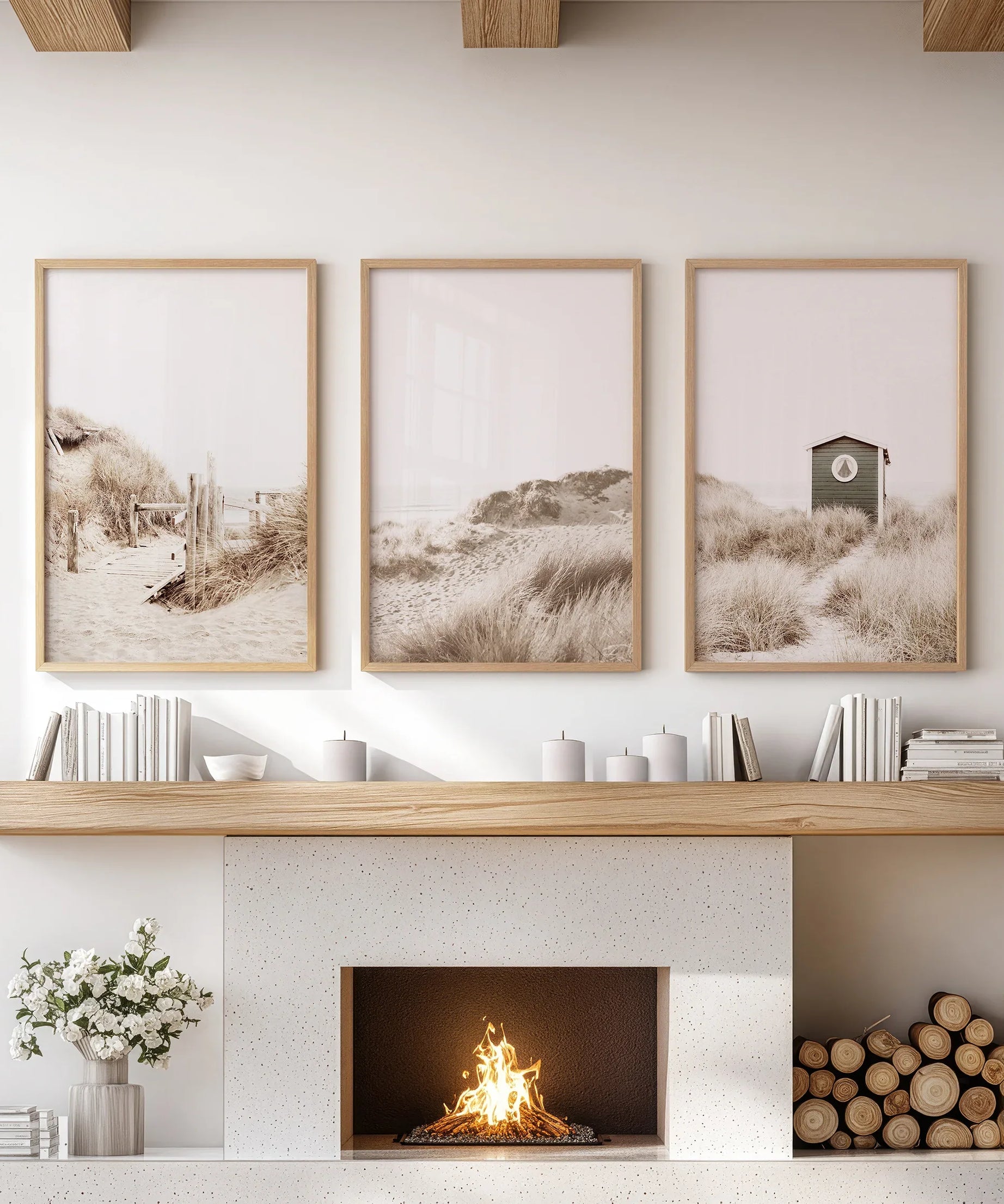 Minimalist Coastal Gallery Wall. Beige Beach Decor Set