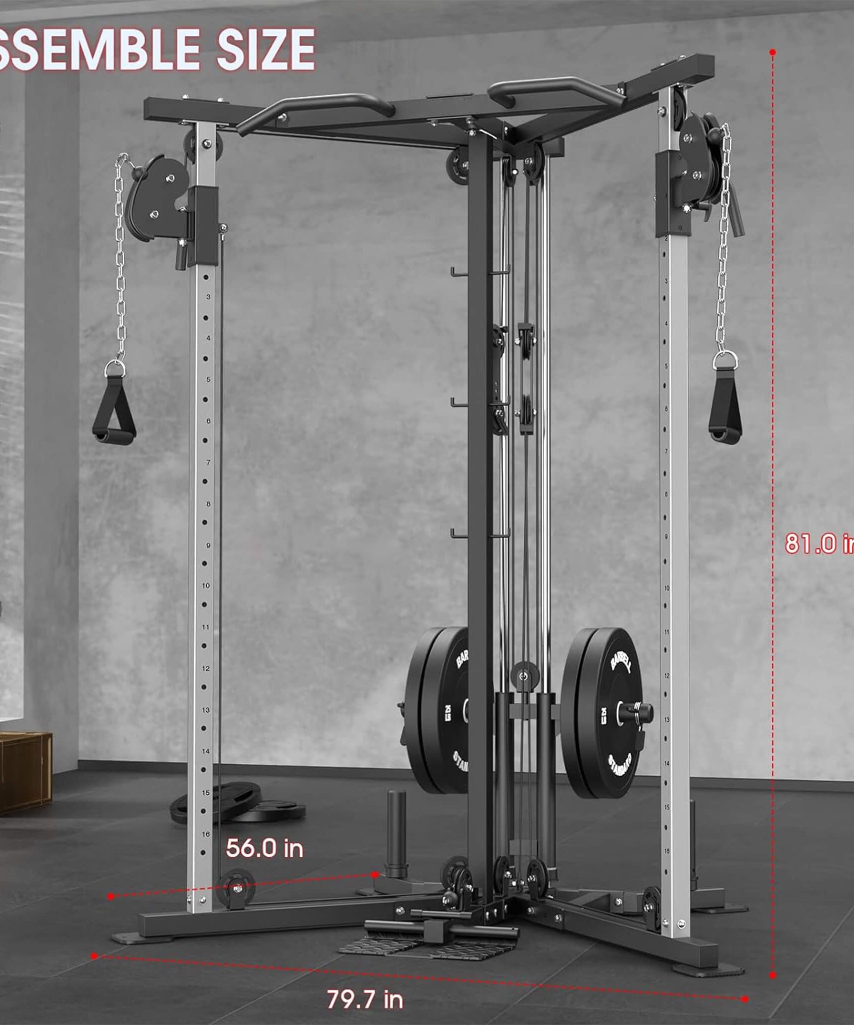 Rovix Dual Pulley Cable Crossover Machine With Pull Up And LAT Bar (SAK98124)