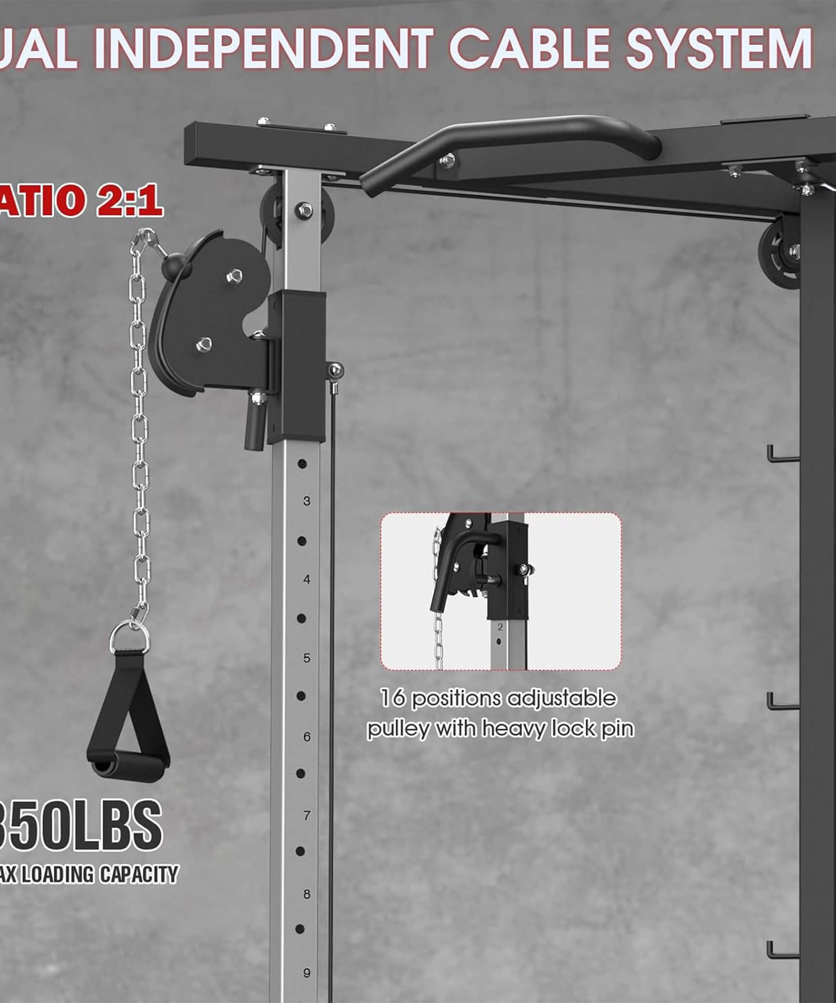 Rovix Dual Pulley Cable Crossover Machine With Pull Up And LAT Bar (SAK98124)