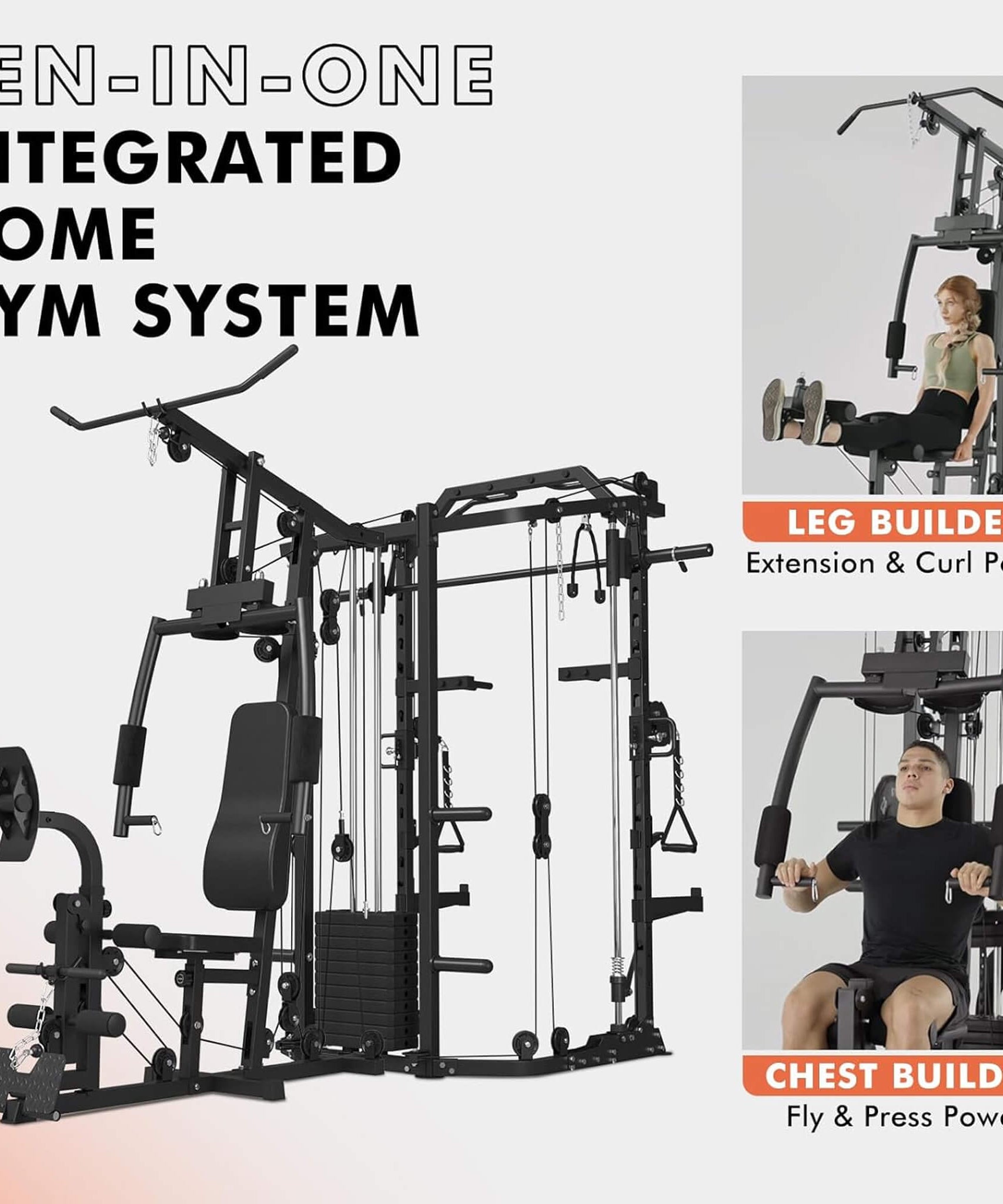 Rovix Dual Station Smith Machine With Cable Crossover Home Gym (SAK24079)