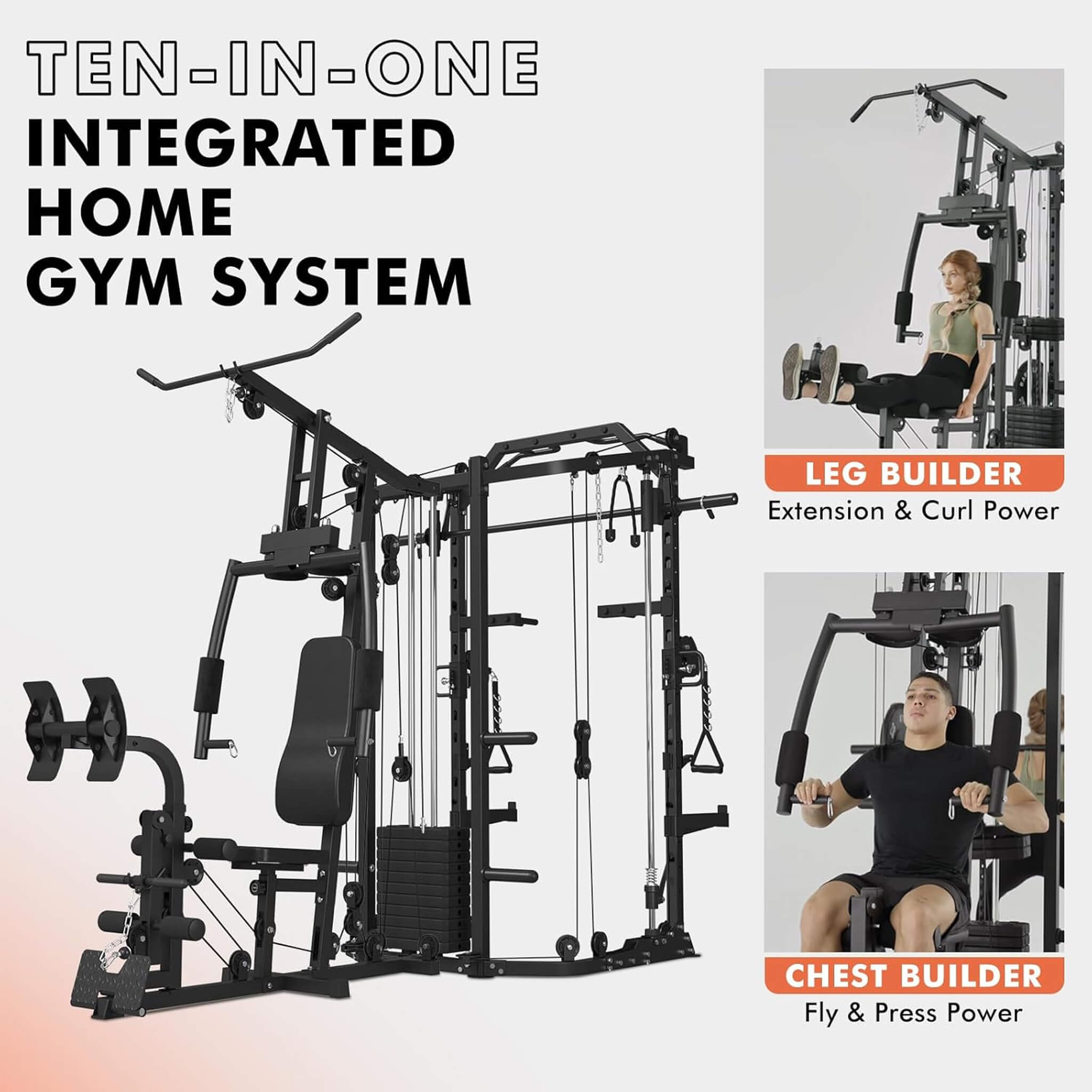 Rovix Dual Station Smith Machine With Cable Crossover Home Gym (SAK24079)
