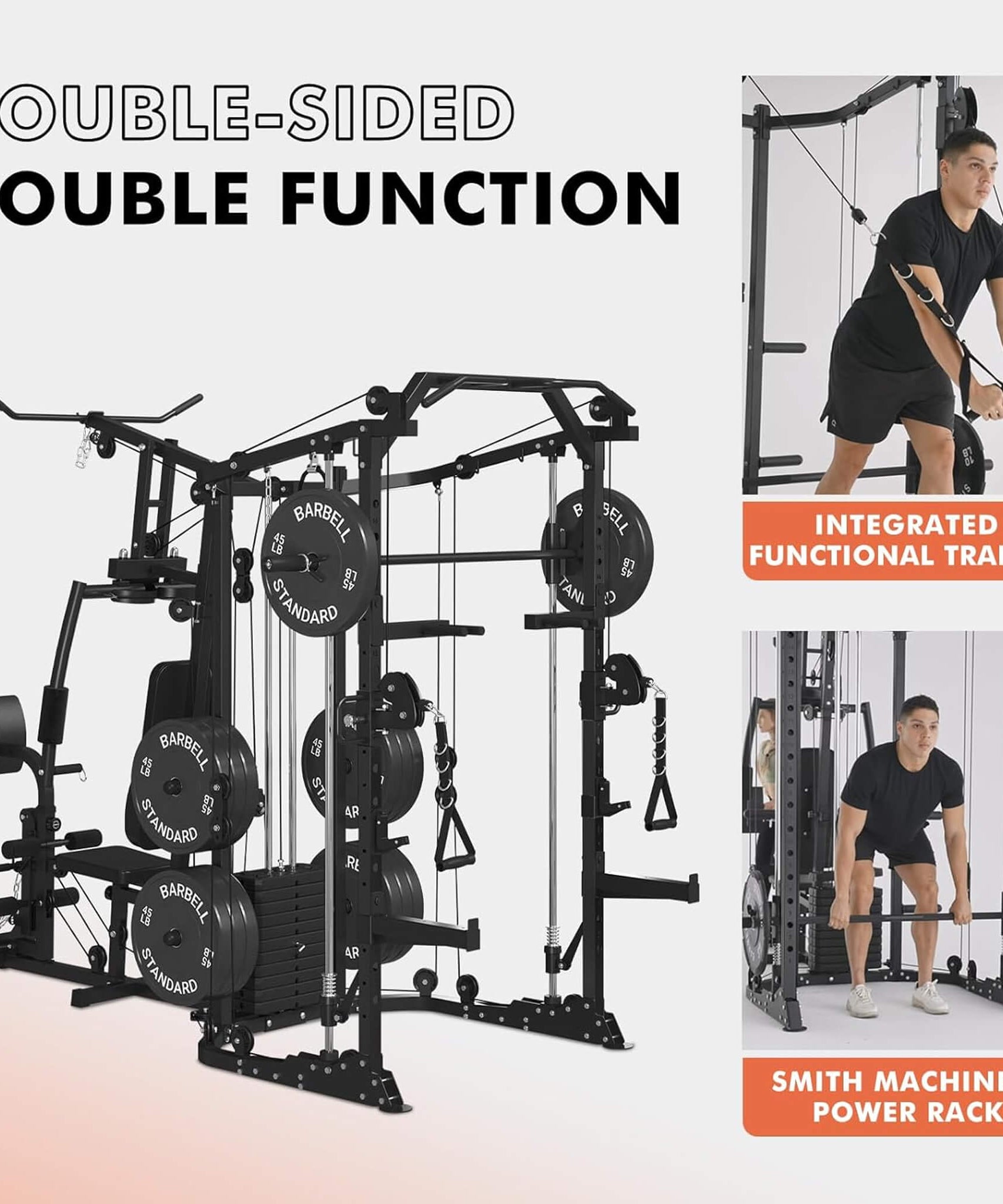 Rovix Dual Station Smith Machine With Cable Crossover Home Gym (SAK24079)