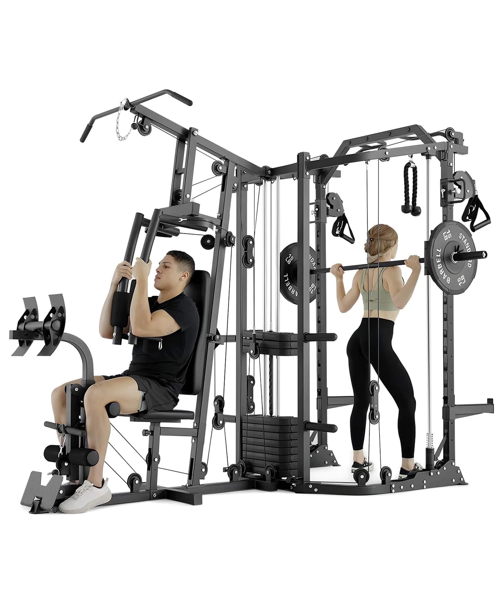 Rovix Dual Station Smith Machine With Cable Crossover Home Gym (SAK24079)